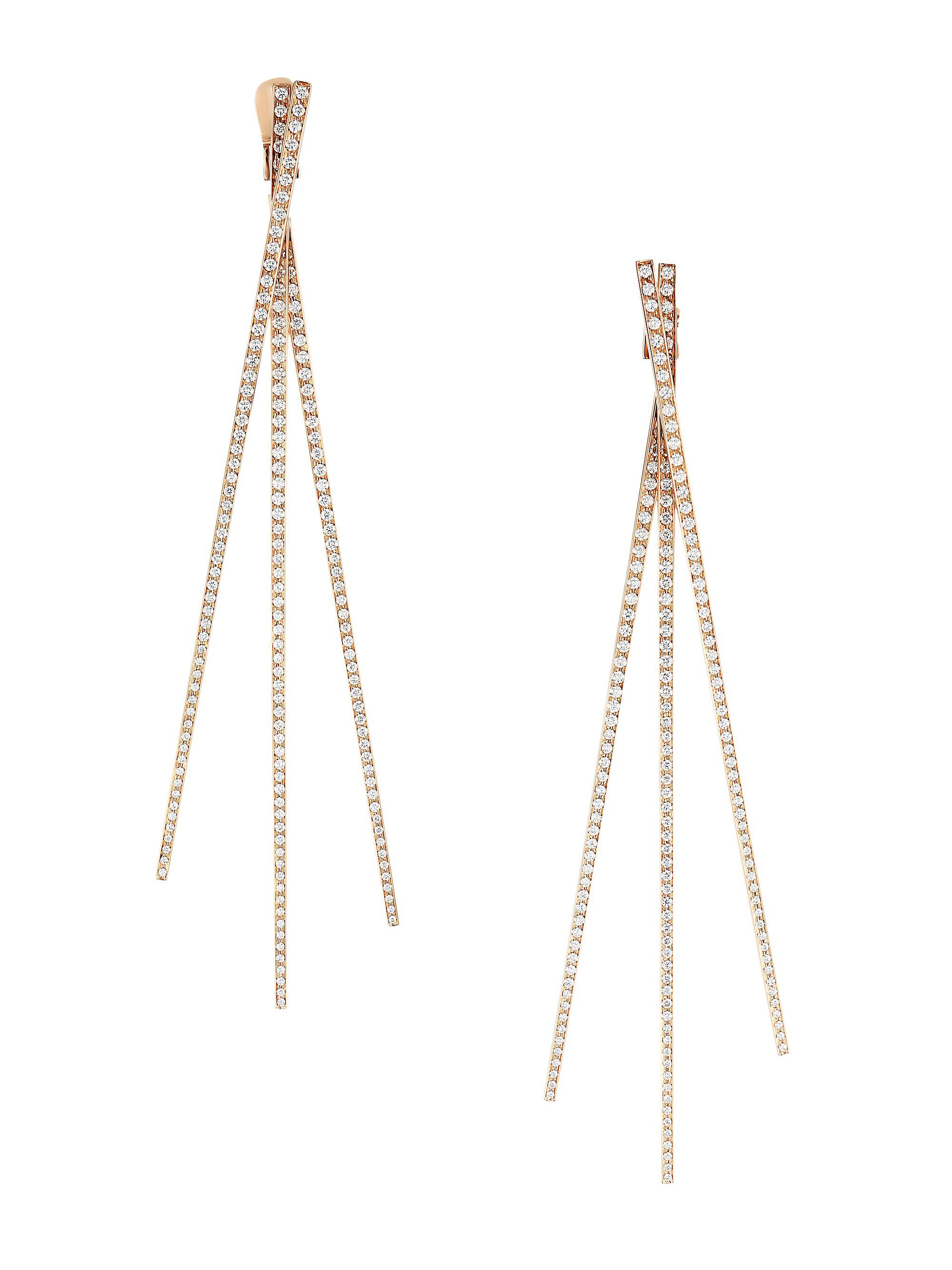 Repossi Women's Blast 18K Rose Gold & Diamond Pavé Linear Earrings - Rose Gold