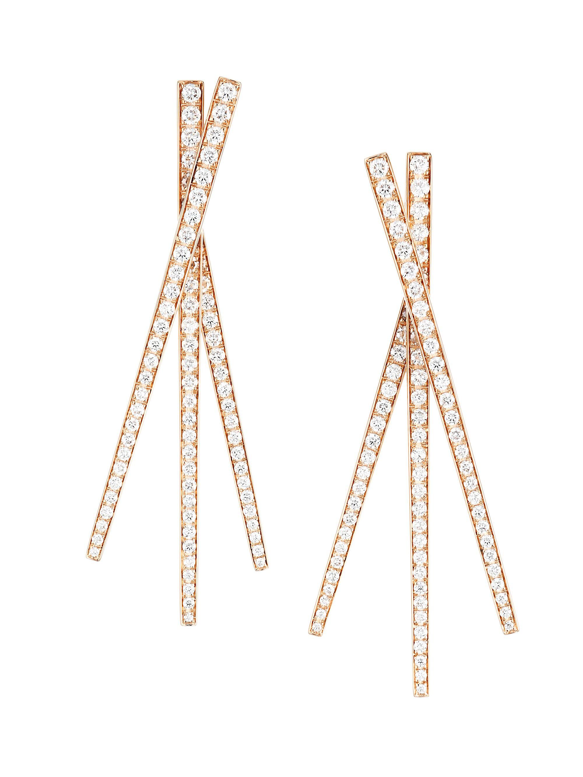 Repossi Women's 18K Rose Gold & Diamond Triple Stick Earrings - Rose Gold