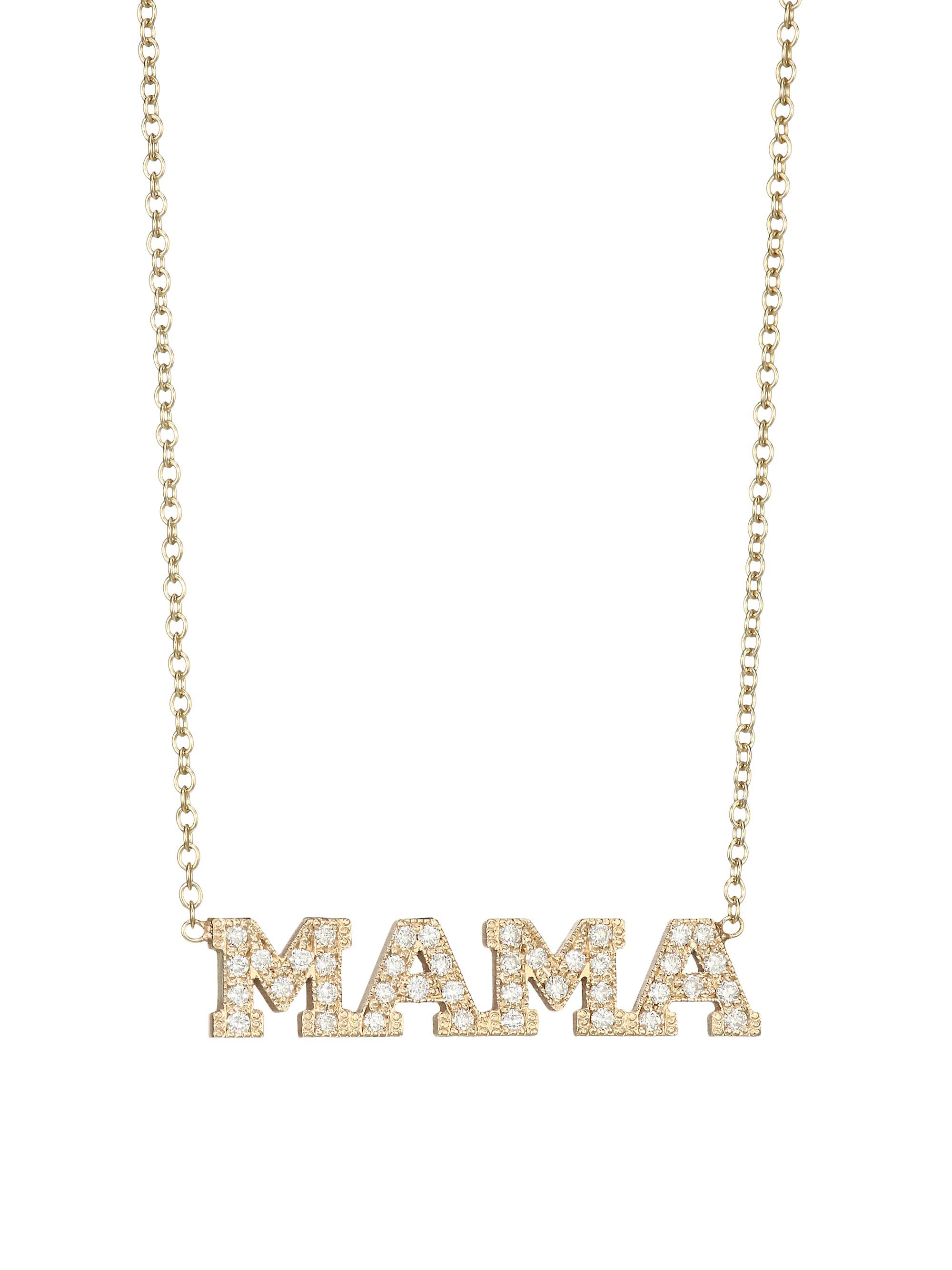 Zoë Chicco Women's 14K Yellow Gold Diamond MAMA Pendant Necklace - Yellow