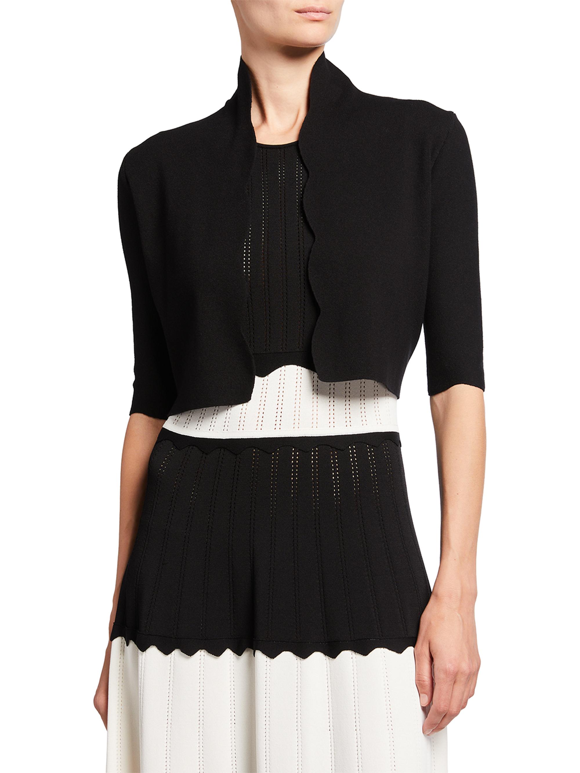 Lela Rose Women's Scallop-Trim Knit Bolero - Black