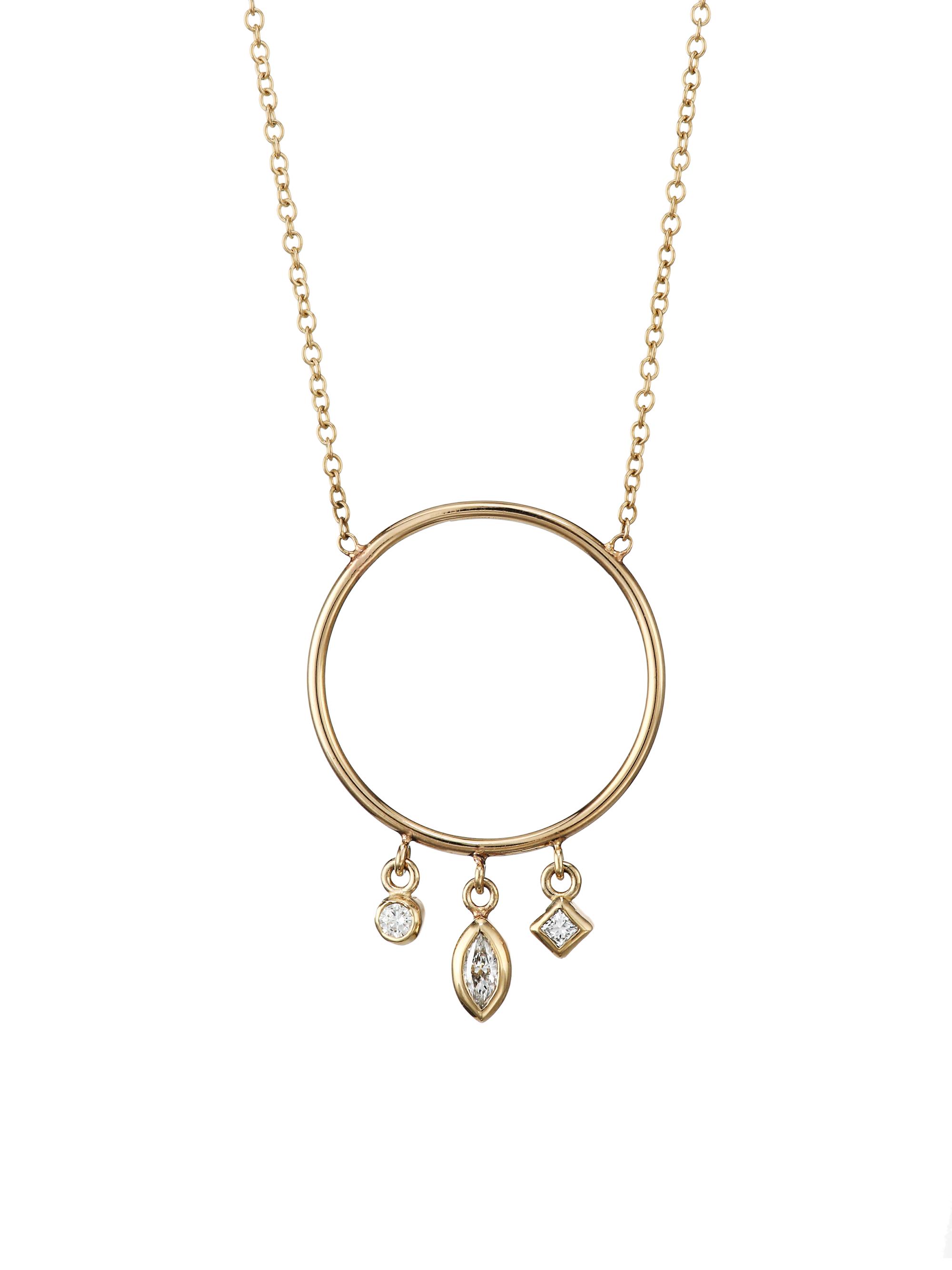 Zoë Chicco Women's 14K Yellow Gold & Diamond Charm Circle Pendant Necklace - Gold