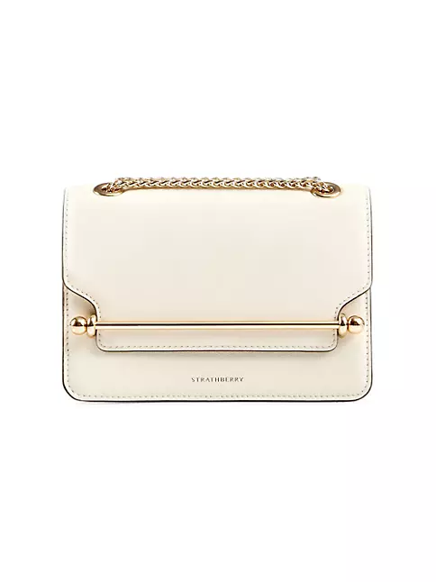 Strathberry Mini Leather East West Shoulder Bag in White