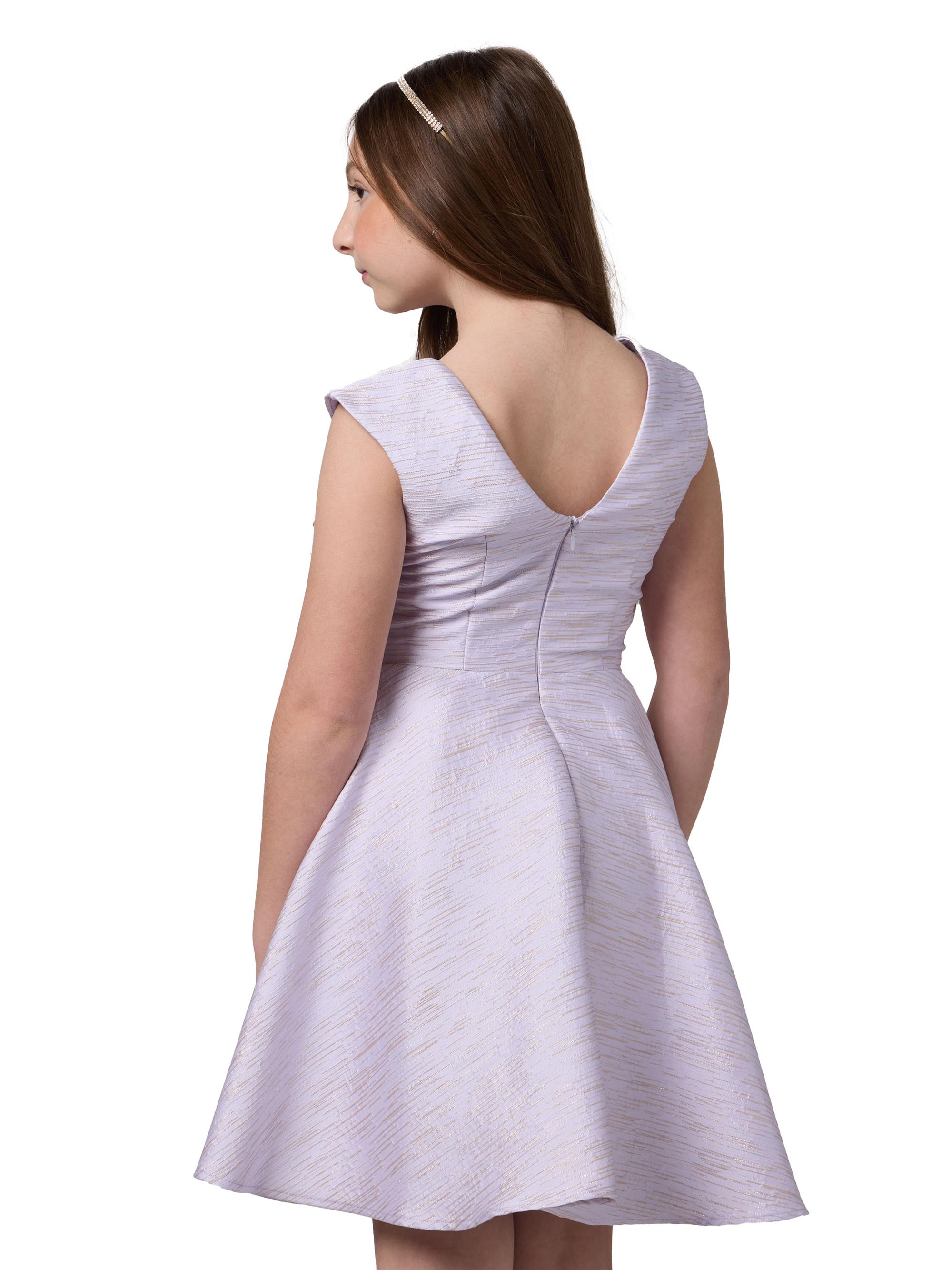 Un Deux Trois Girl's Lace Cap-Sleeve Dress - Lilac | Thumbnail 4
