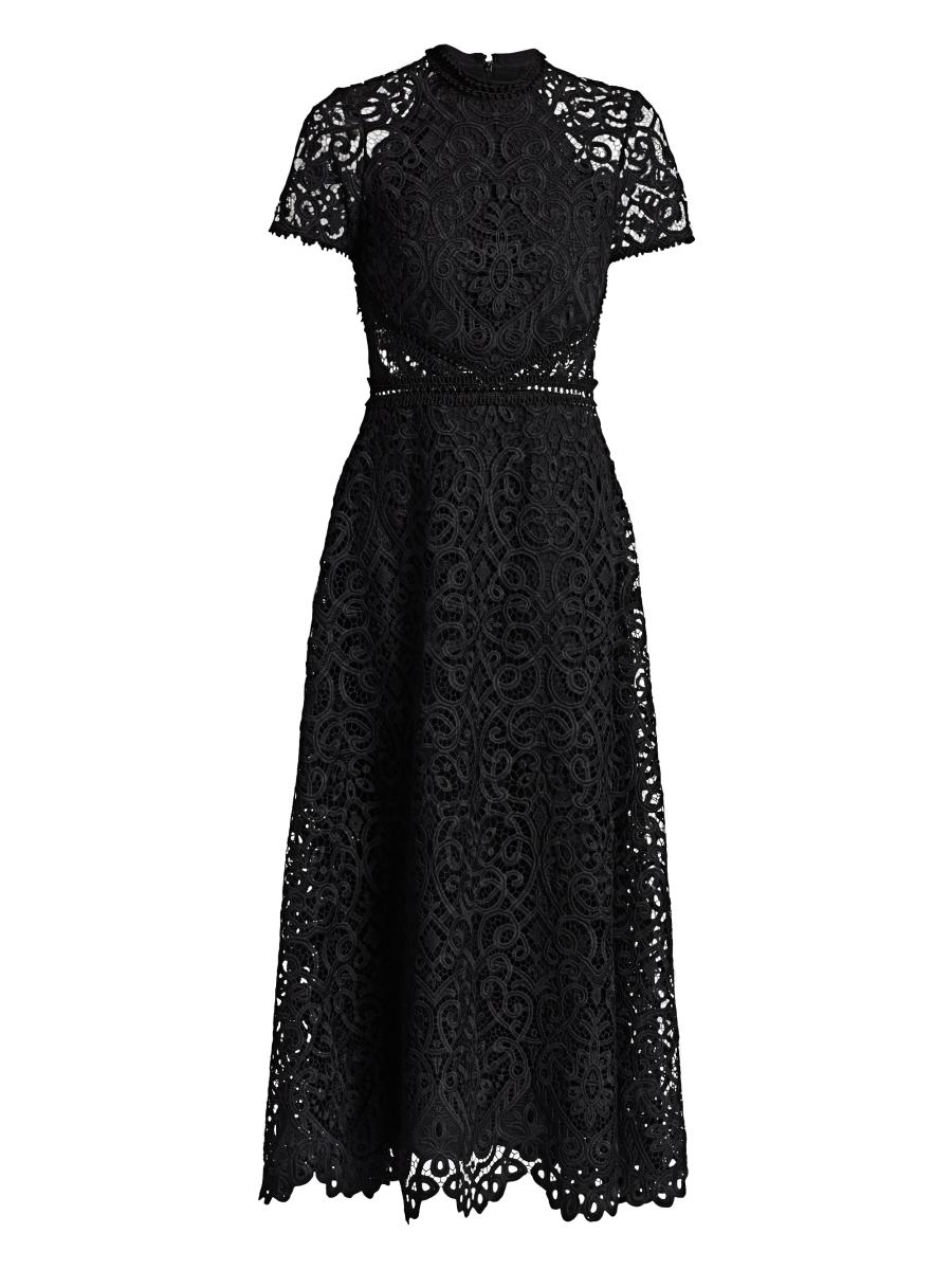 knee length dresses for ladies Monique Lhuillier Jewel-Neck Sleeveless Printed Lace Sheath Midi Dress, Peony Multi, Women's, 14, Sheath Dresses main image 0
