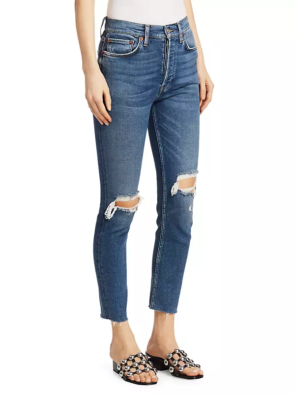 High-Rise Ripped Stretch Skinny Ankle Jeans
