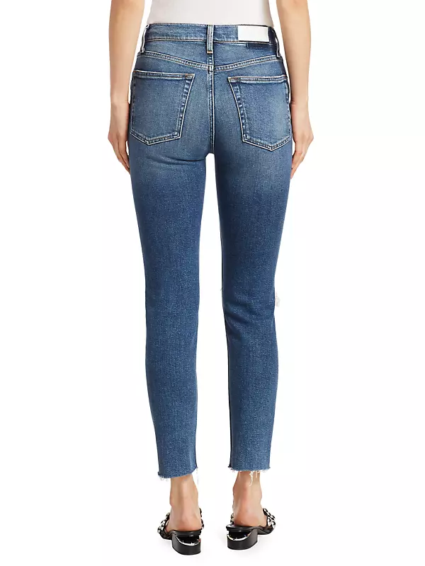 High-Rise Ripped Stretch Skinny Ankle Jeans