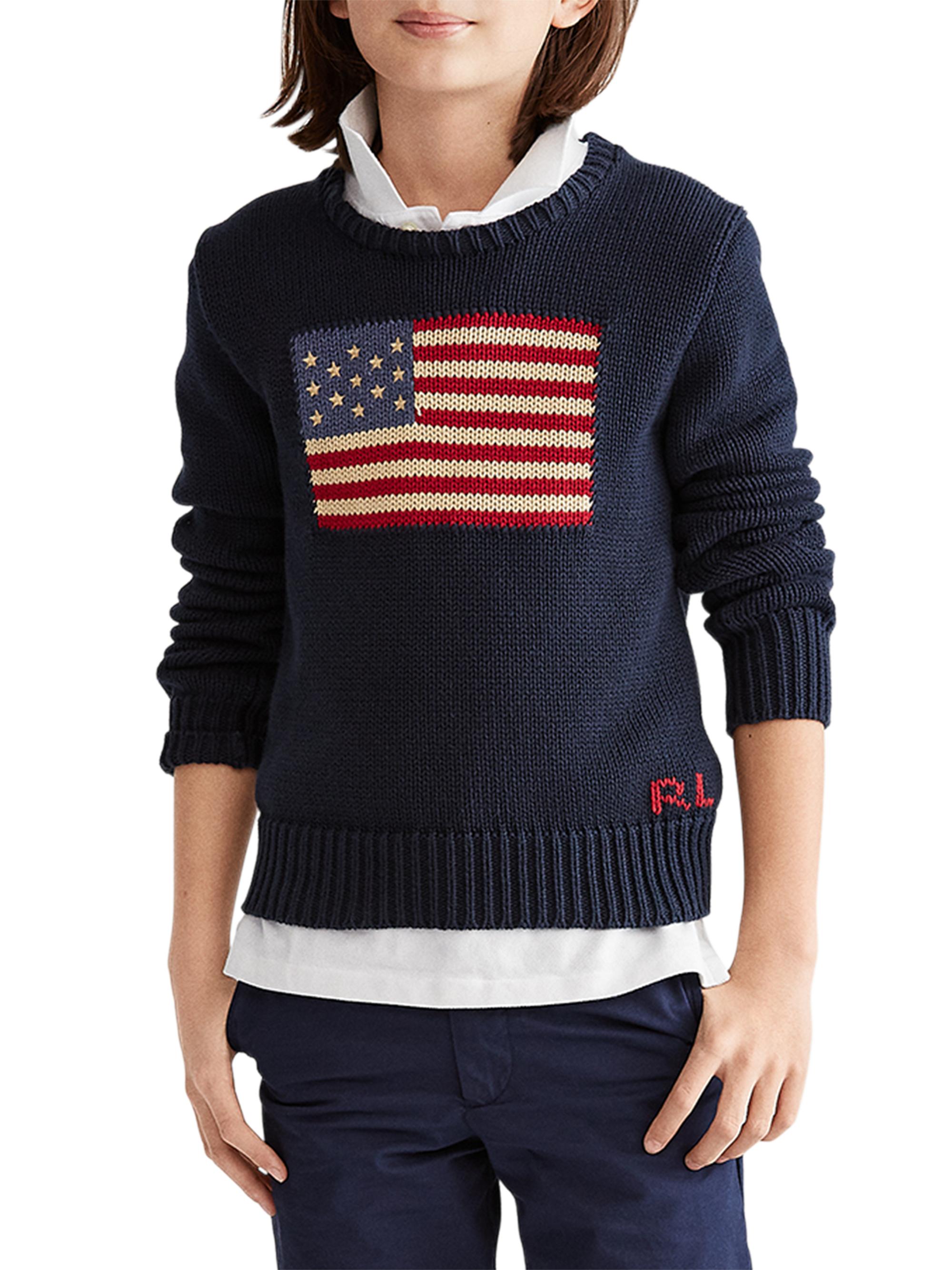 Polo Ralph Lauren Boy's Crewneck Flag Sweater - Hunter Navy