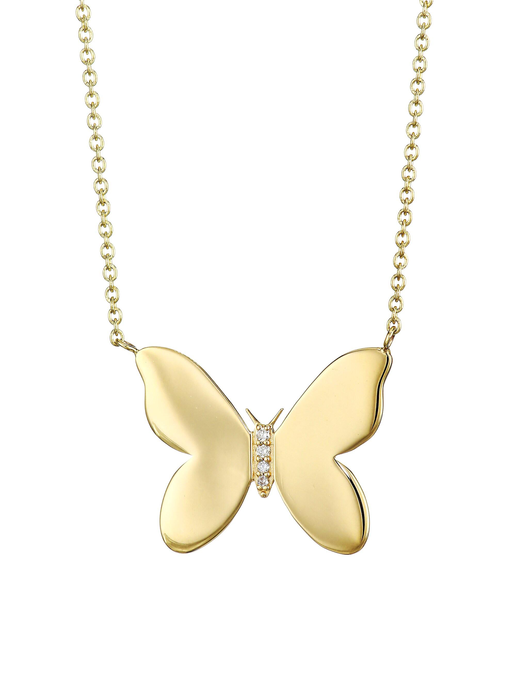 Sydney Evan Women's 14K Yellow Gold & Diamond Butterfly Pendant Necklace