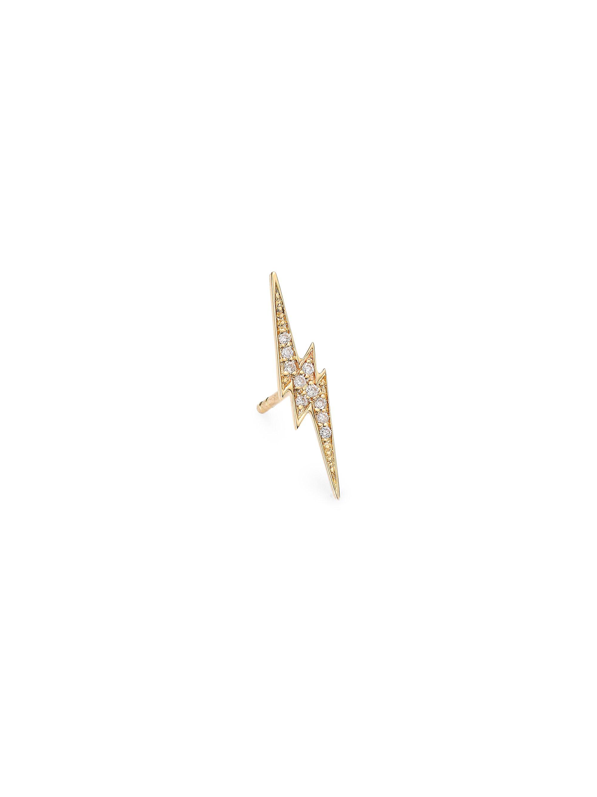 Sydney Evan Women's 14K Yellow Gold & Diamond Lightning Bolt Single Stud Earring