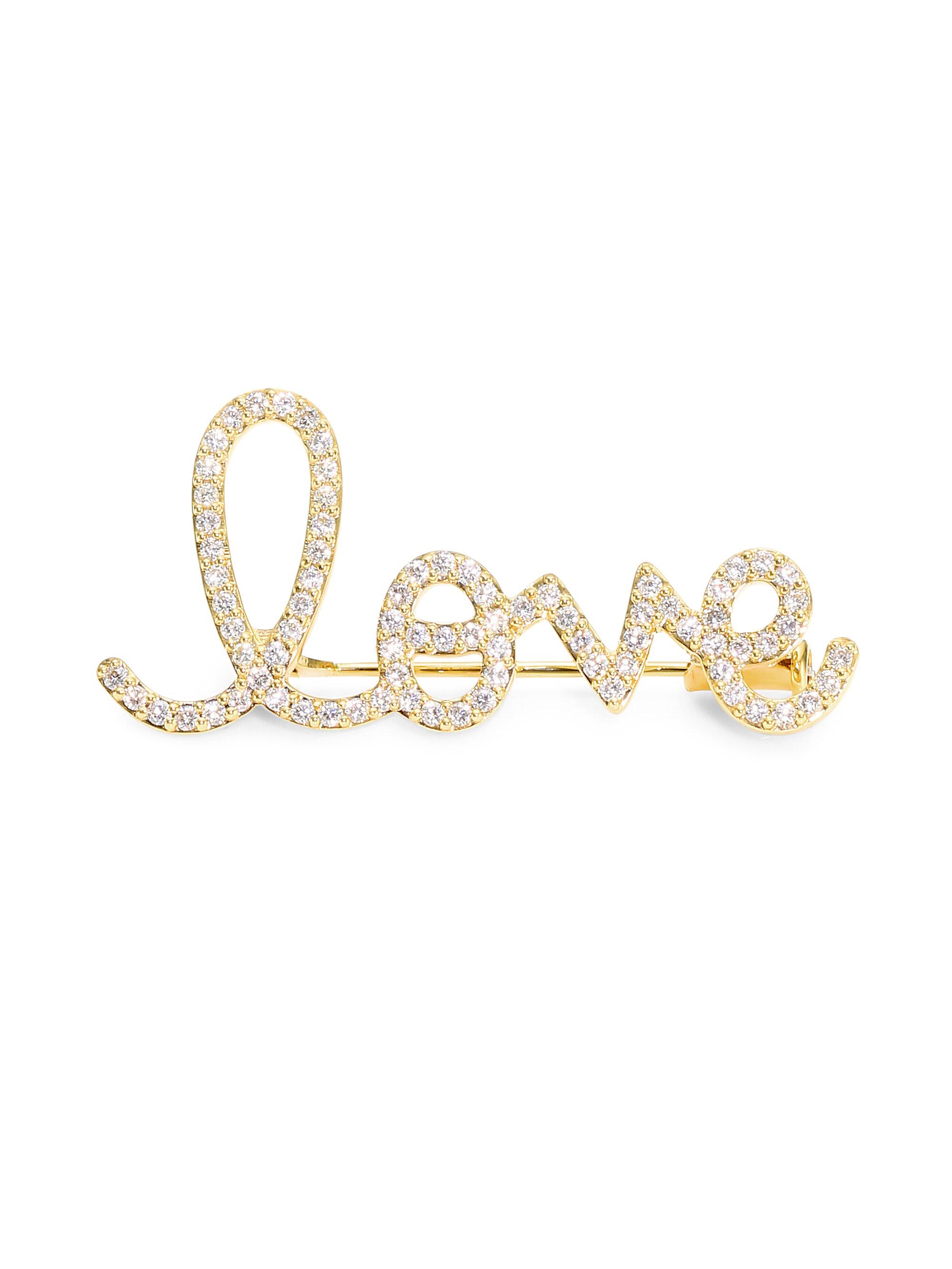 Sydney Evan Women's 14K Yellow Gold & Diamond Love Script Brooch