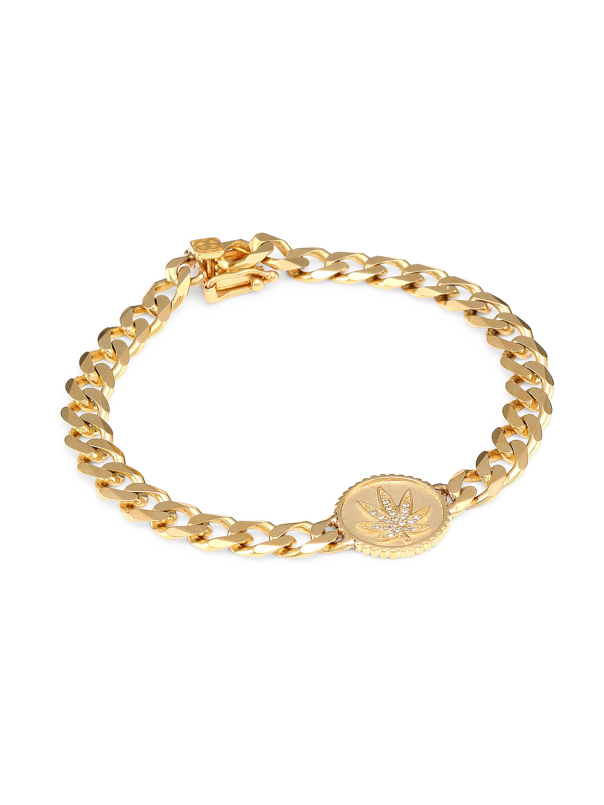 Sydney Evan Women's 14K Yellow Gold & Diamond Mary Jane Charm Flat Link Bracelet