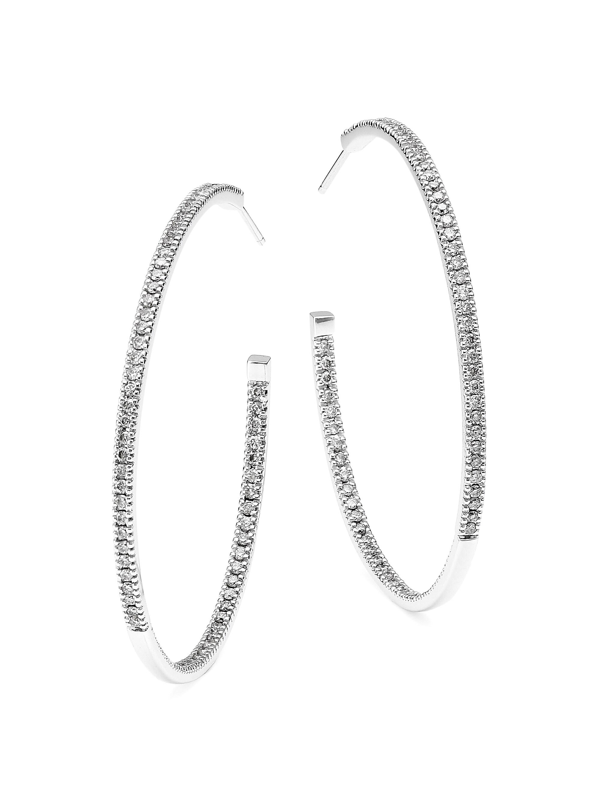 Sydney Evan Women's 14K White Gold & Diamond Pave Hoop Earrings