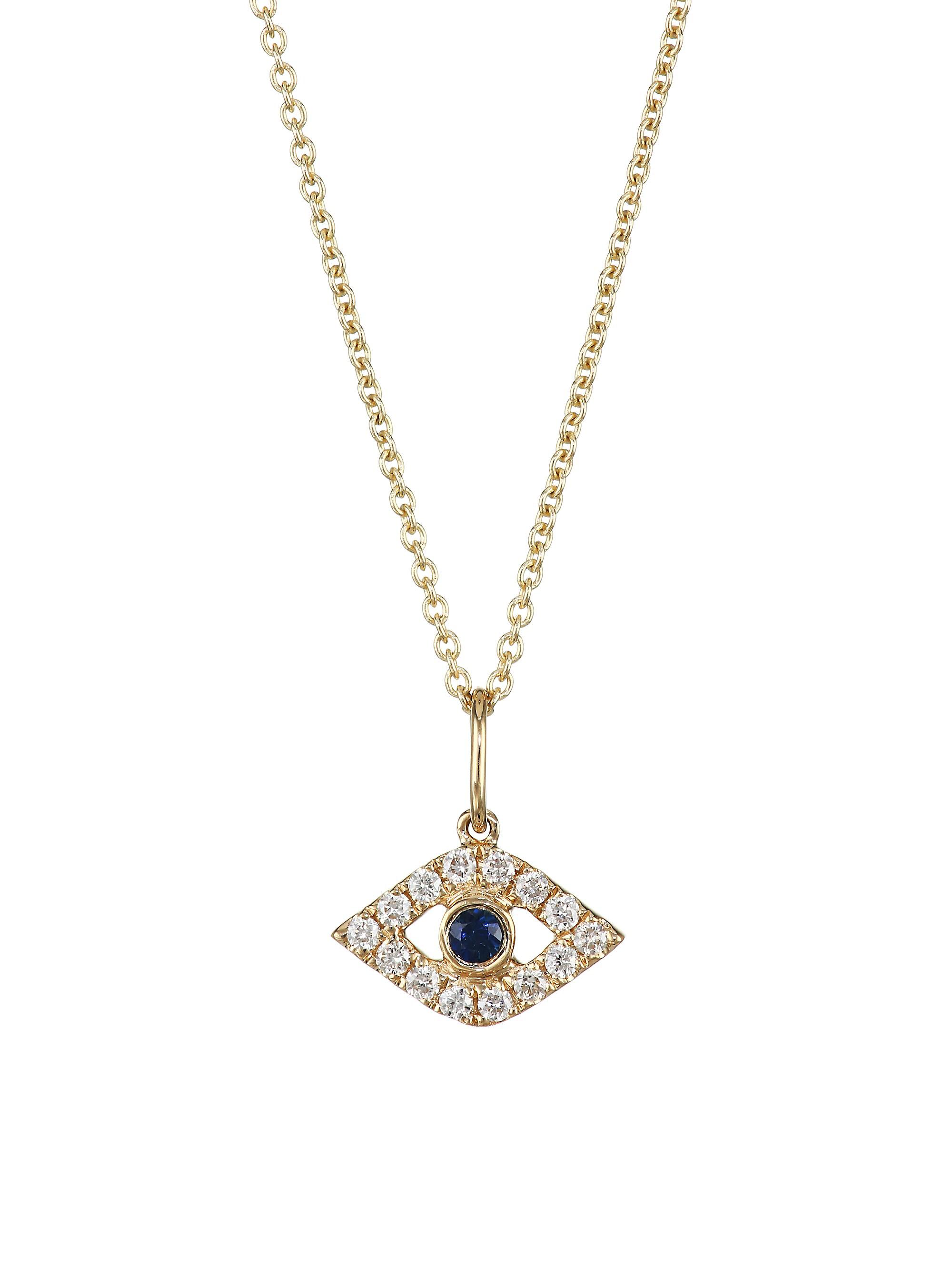 Sydney Evan Women's 14K Gold, Diamond & Sapphire Evil Eye Pendant Necklace