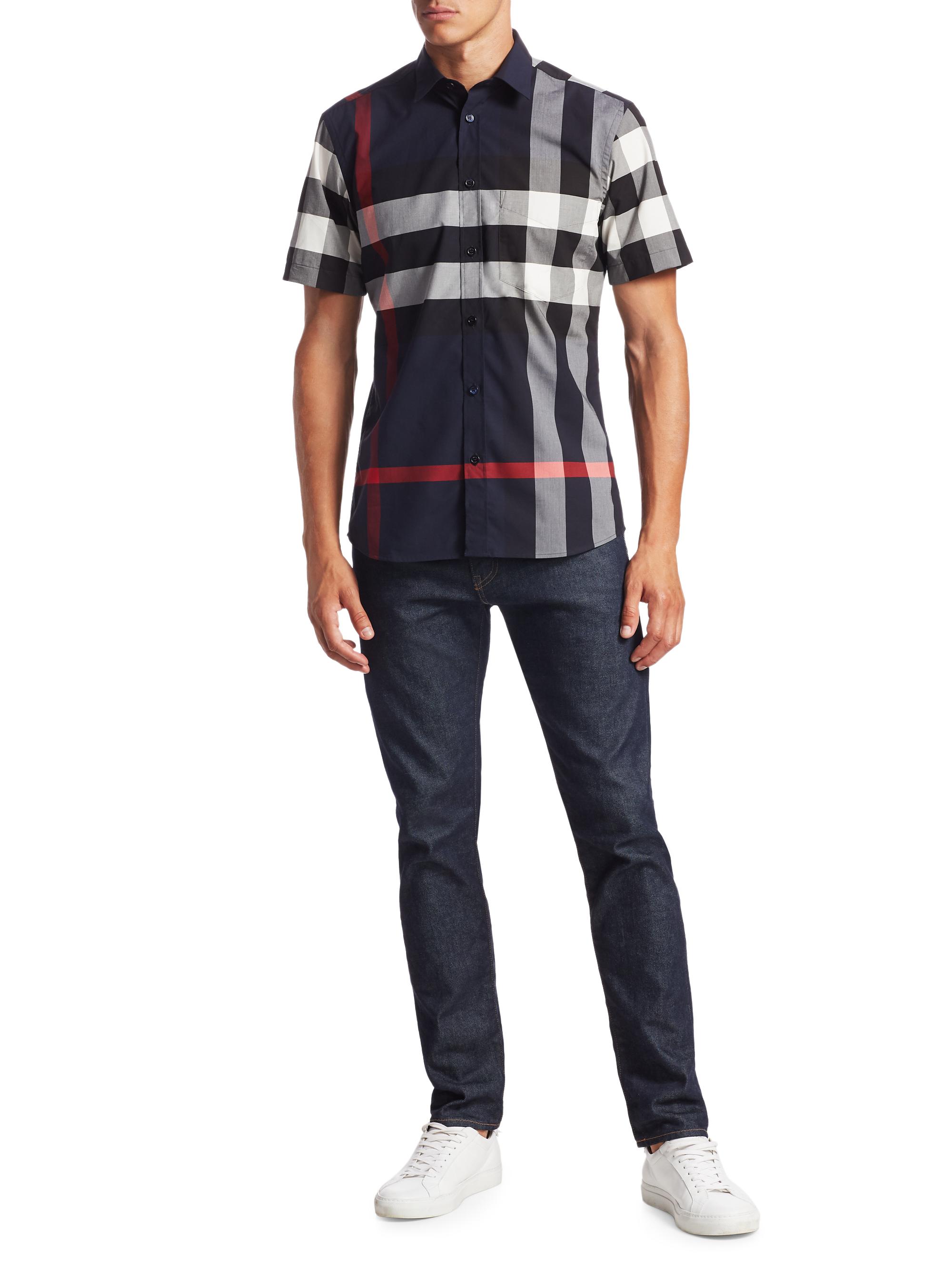 Shop Burberry Somerton Vintage Check Stretch-Cotton Shirt | Saks 