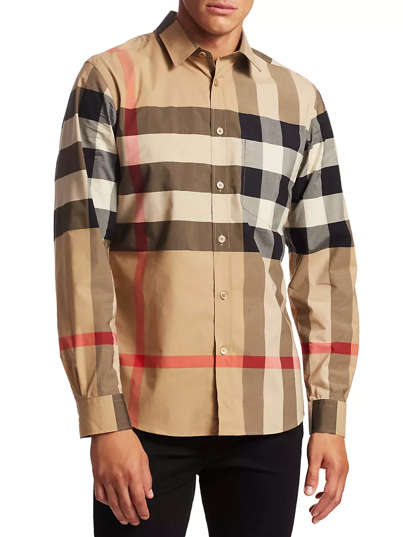 Shop Burberry Button-down Other Plaid Patterns Long Sleeves Cotton Luxury  by shonacompany