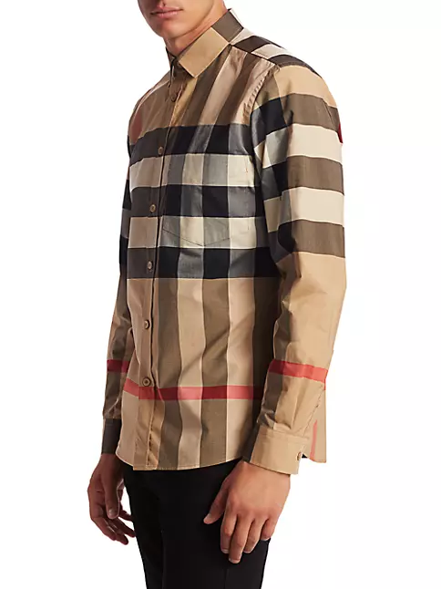 Long-sleeved shirt with mini monogram scarf print brown - Men