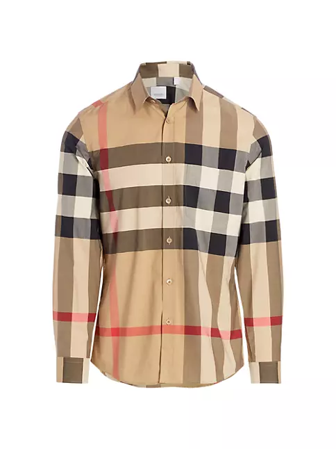 Shop Burberry Somerton Check Cotton Long-Sleeve Shirt | Saks Fifth