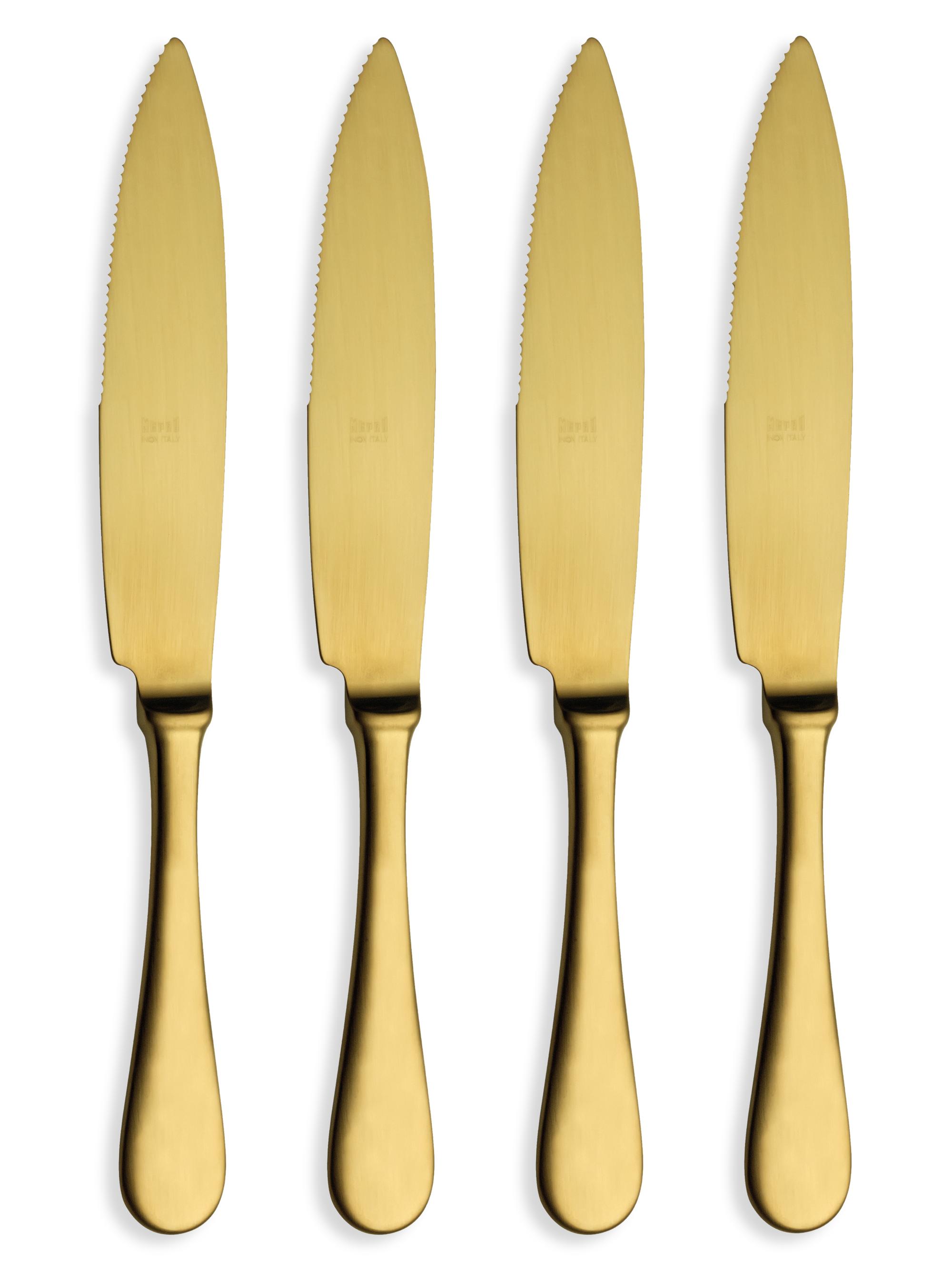 Mepra Set Of 4 American Steak Knives - Gold