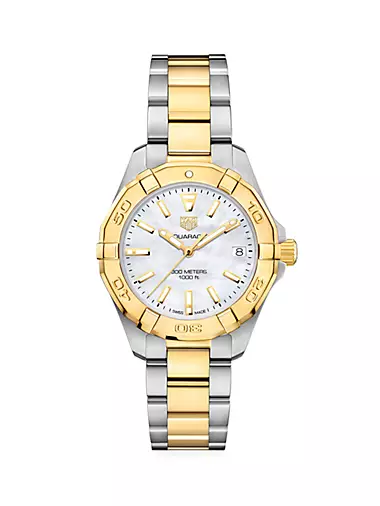 Aquaracer Plated Gold & Stainless Steel Bracelet Watch