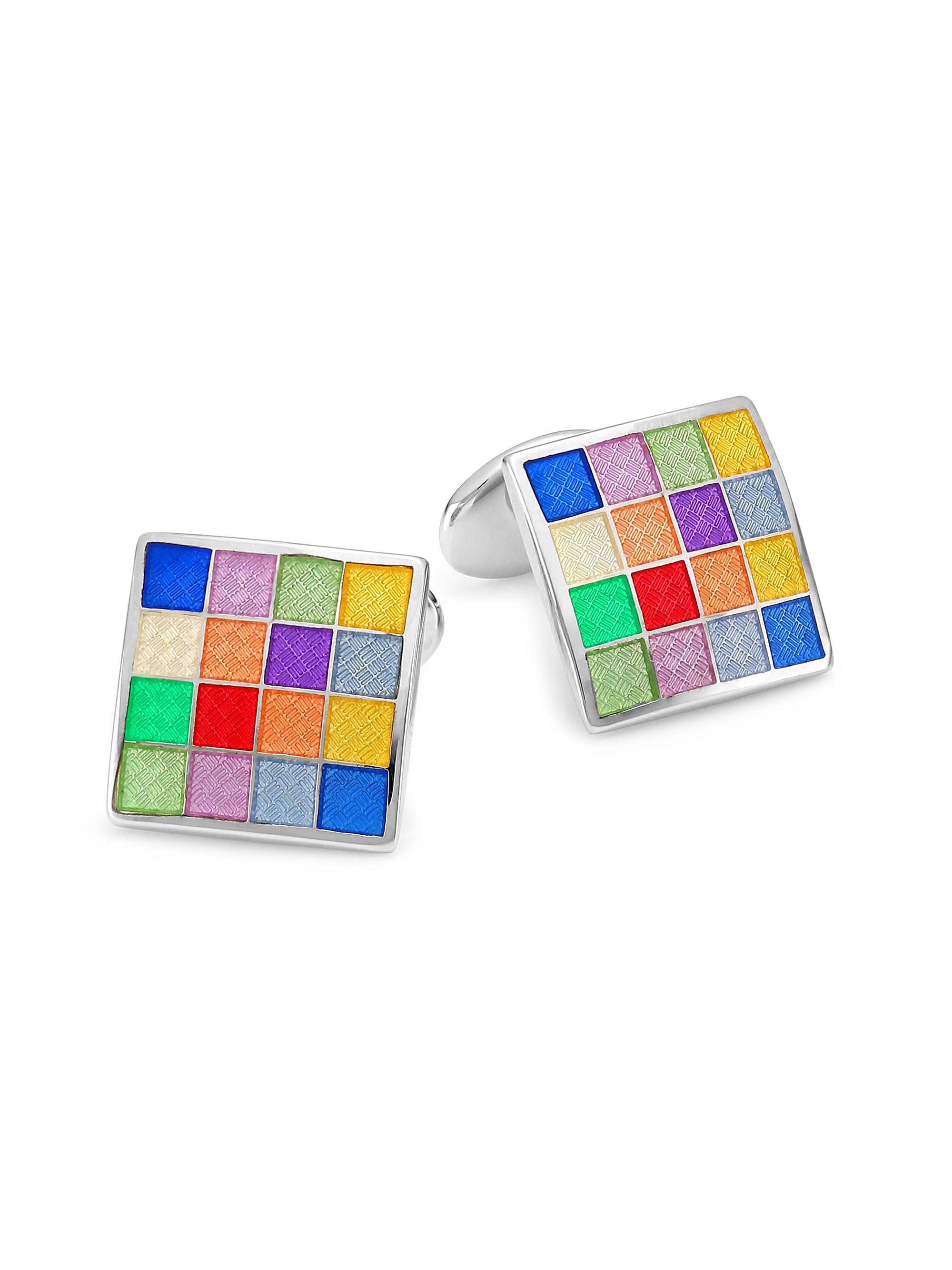 David Donahue Men's Mosiac Sterling Silver Cuff Links - Silver