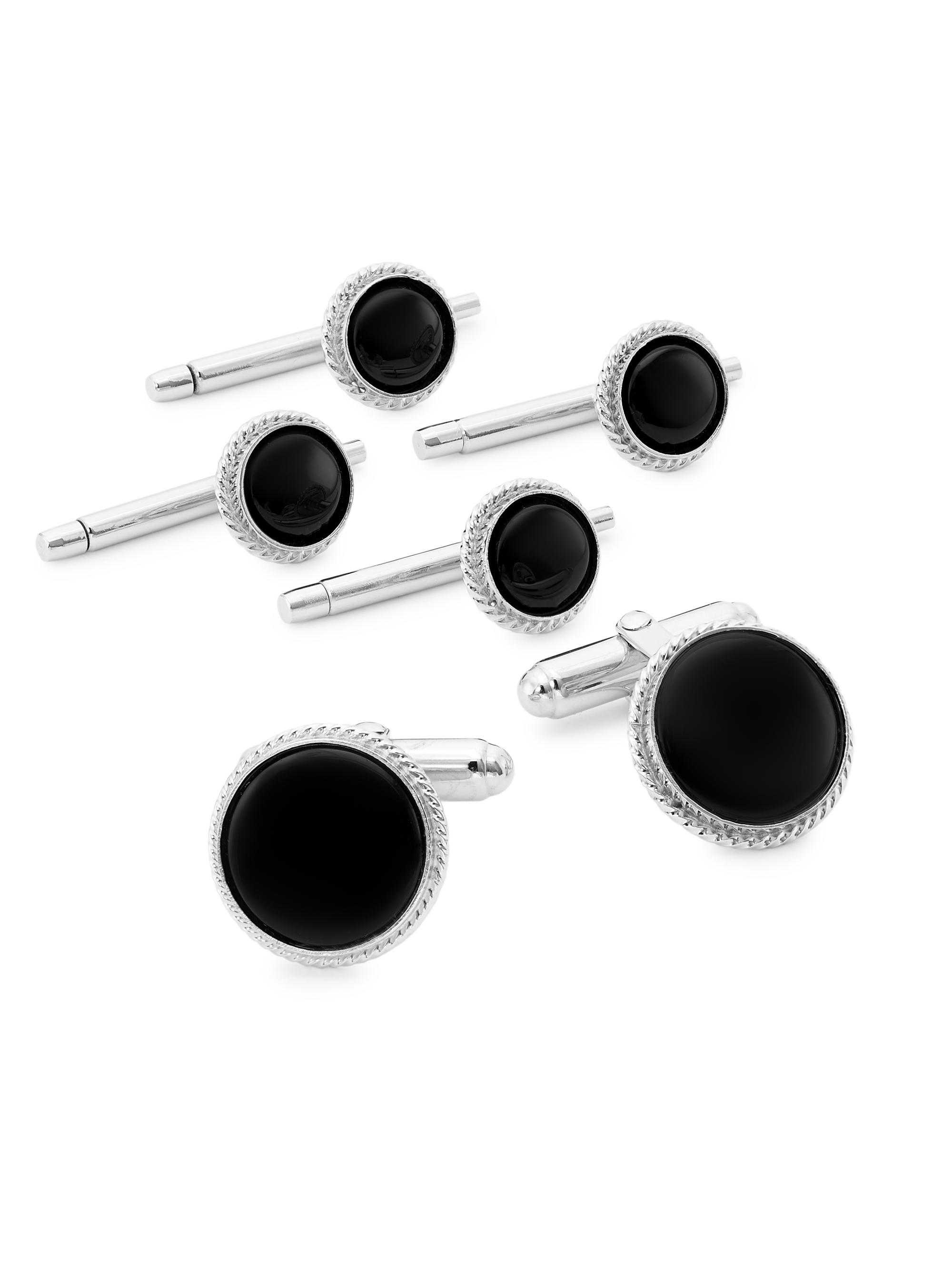 David Donahue Men's 6-Piece Sterling Silver & Onyx Stud & Cufflink Set - Silver