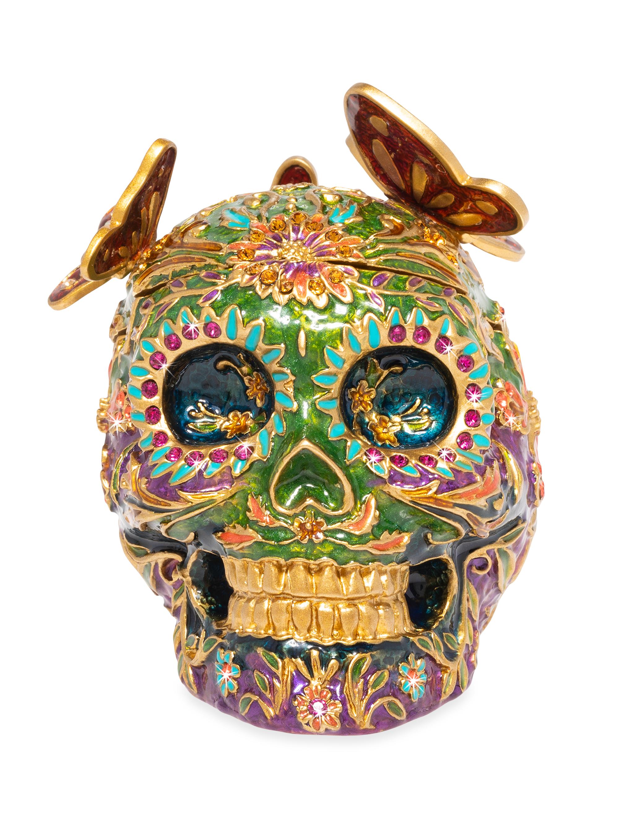 Jay Strongwater Rivera Butterfly Skull Mexican Skull Box