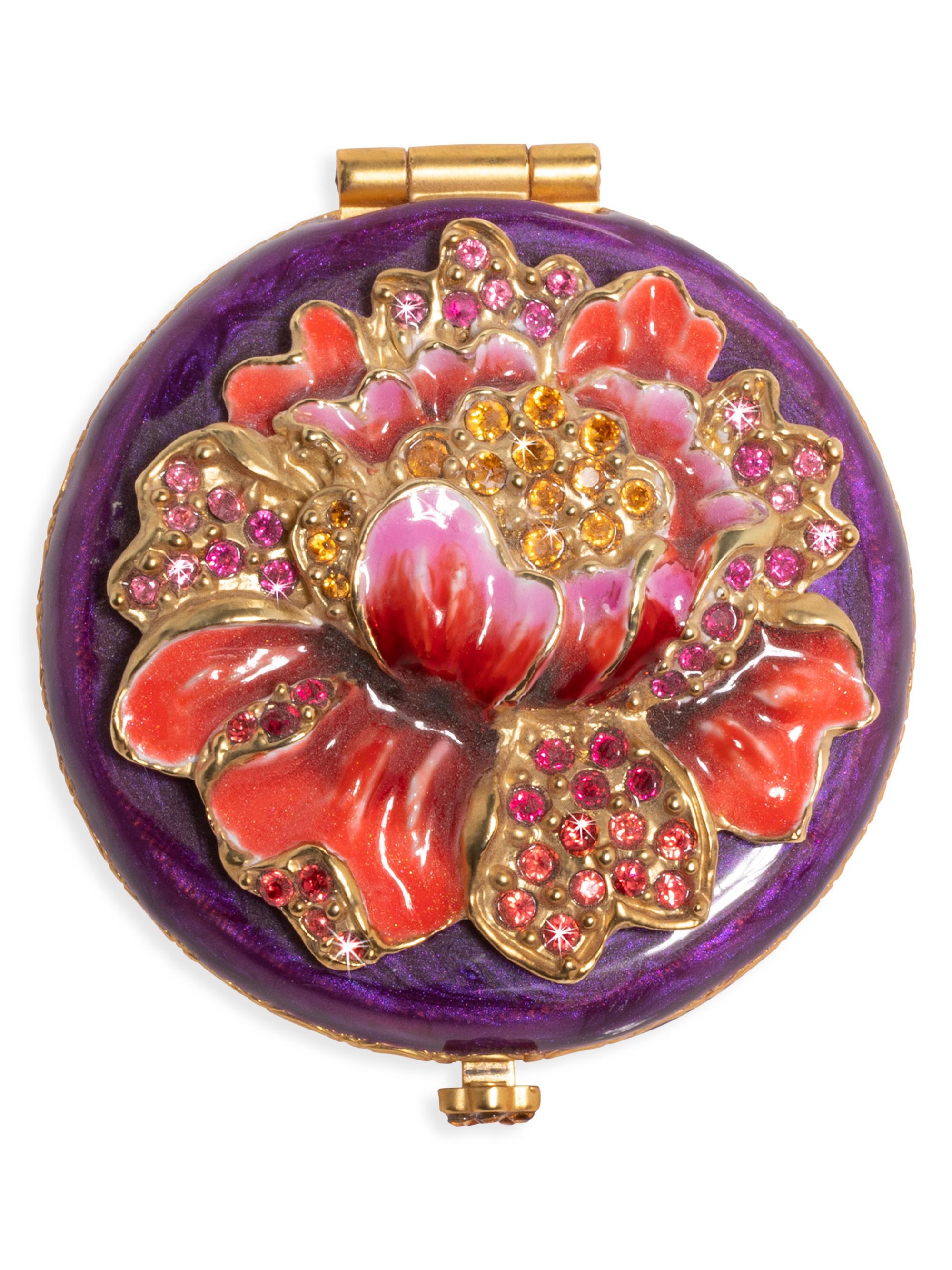 Jay Strongwater Angel Floral Round Mirror Compact