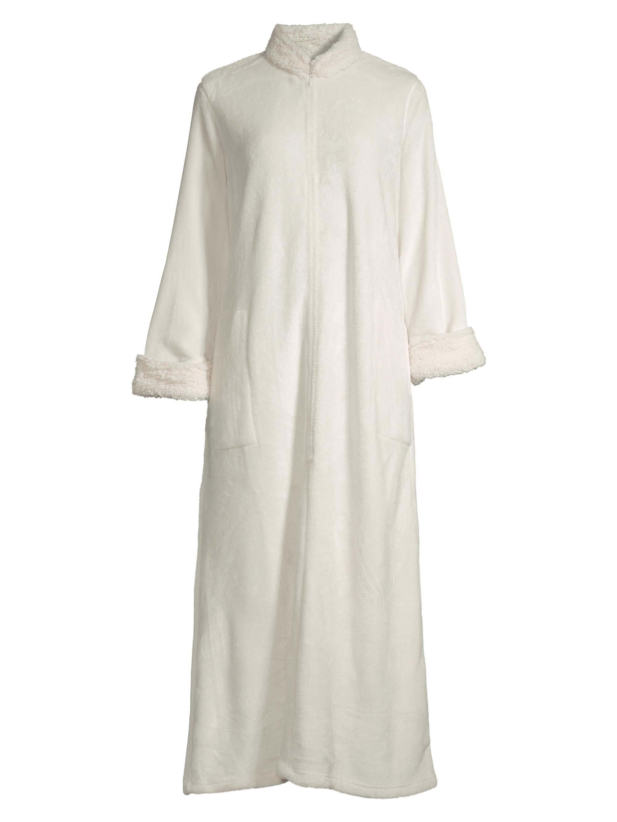 Natori Women's Sherpa Zip-Up Caftan - Bone