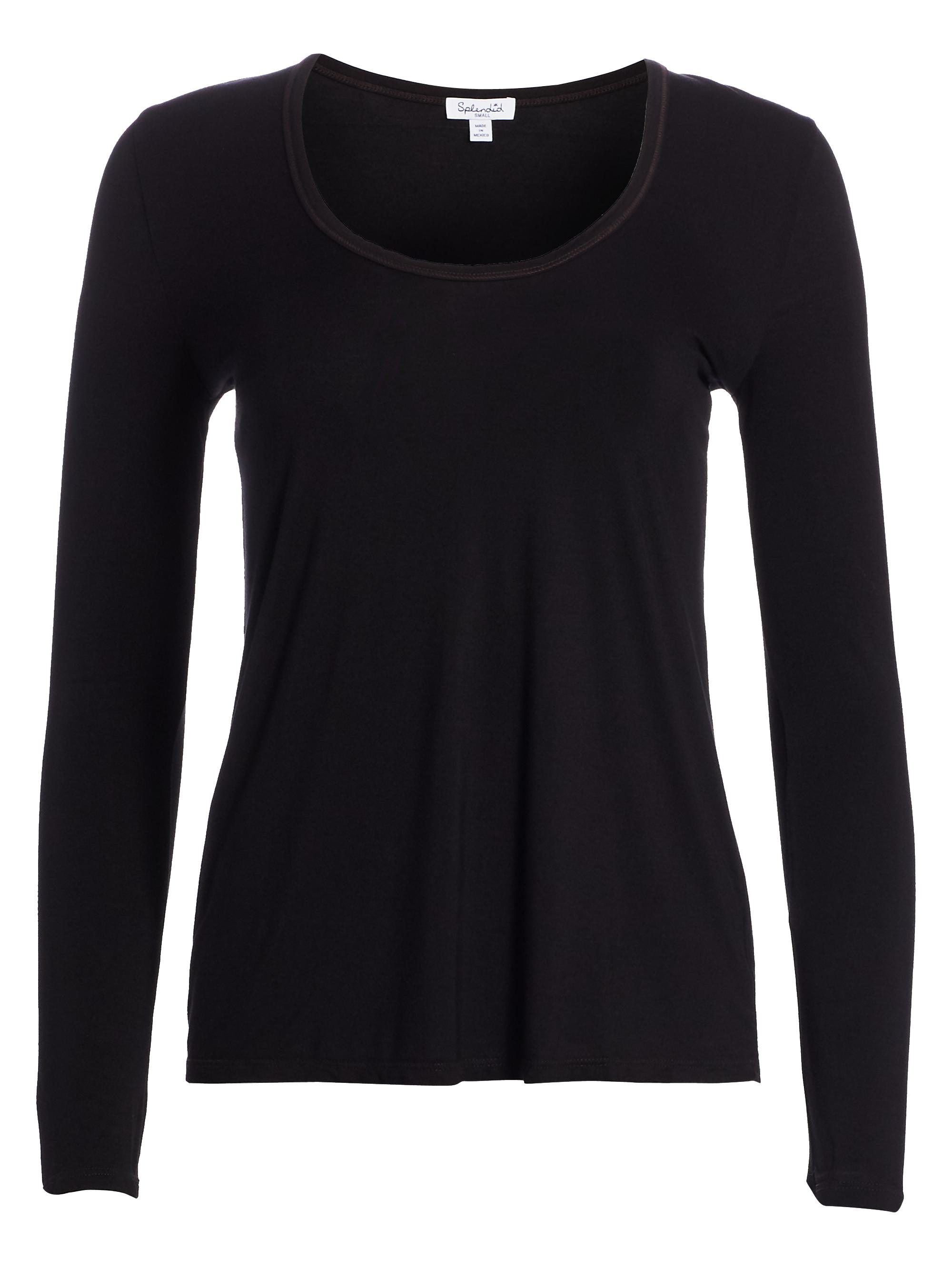Splendid Women's V-neck Long Sleeve Tee - Black