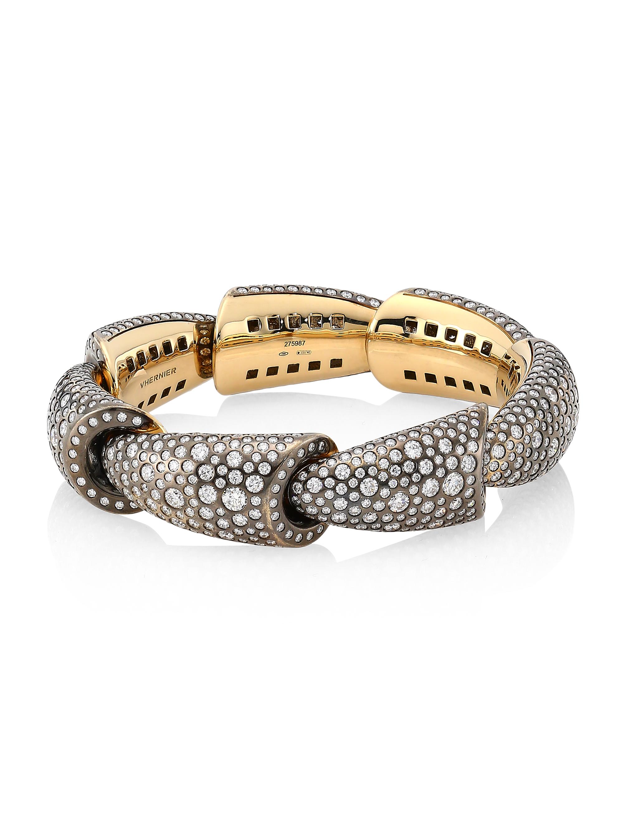 Vhernier Women's Calla 18K White Gold Palladium, Titanium & Diamond 7-Element Cuff Bracelet - White Gold