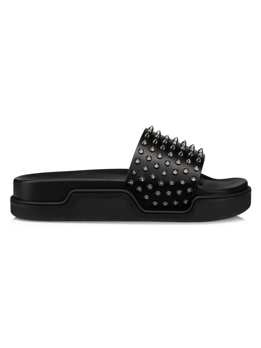 Christian Louboutin Pool Fun Spiked Leather Slide Sandals