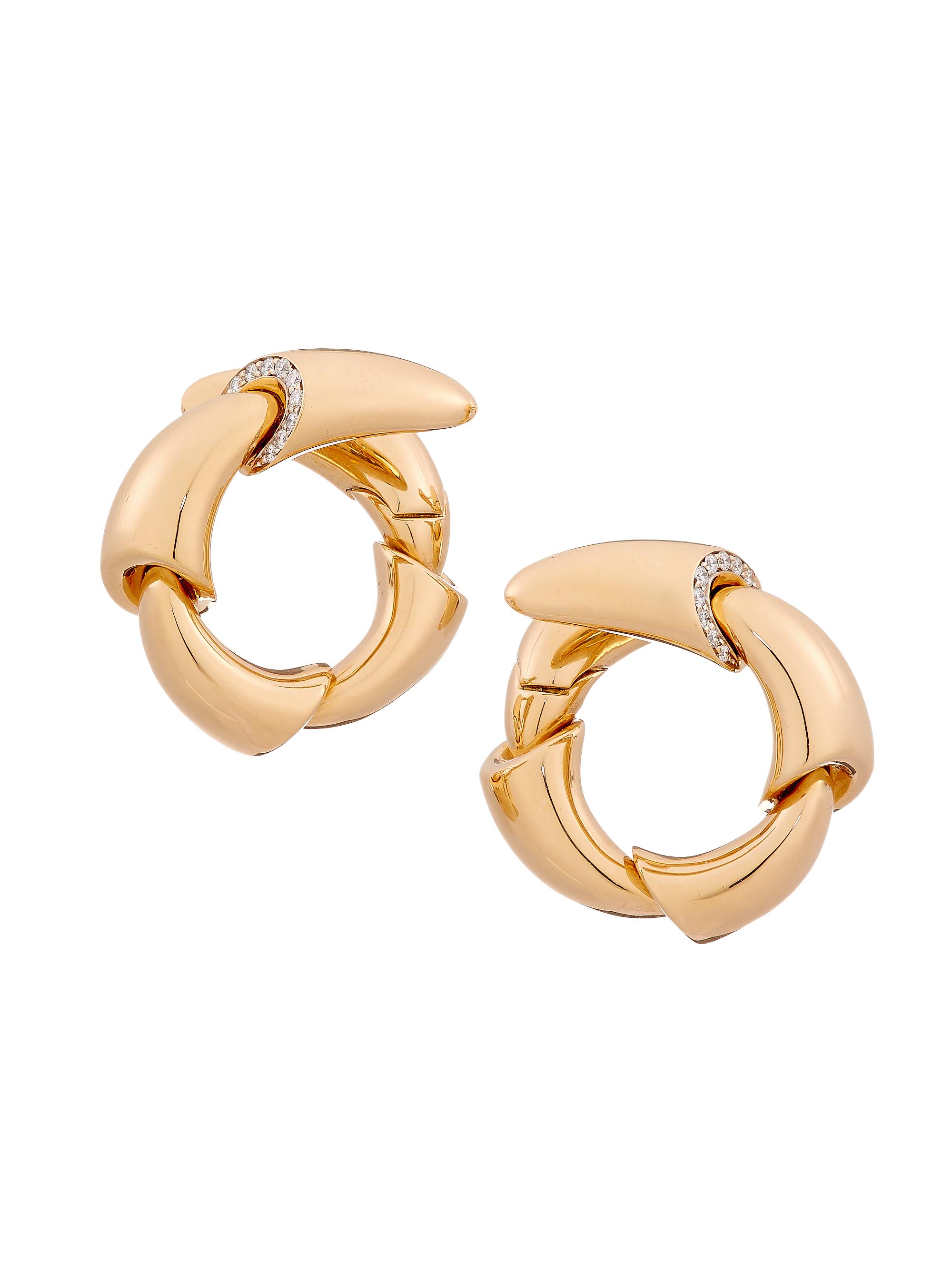 Vhernier Women's Calla 18K Rose Gold, Titanium & 2-Edge Diamond Wraparound Hoop Earrings - Pink Gold