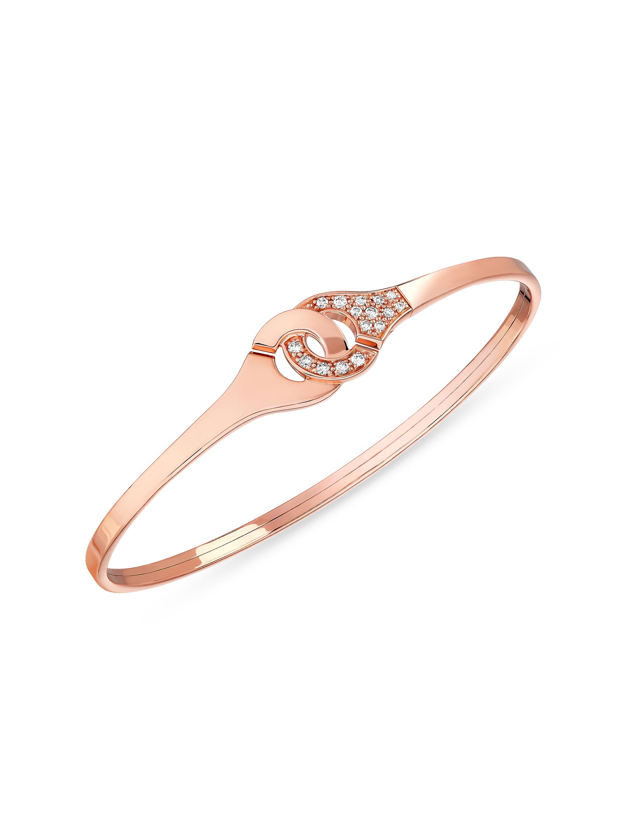 Dinh Van Women's Menottes Diamond 18K Rose Gold Inerlocking Bangle