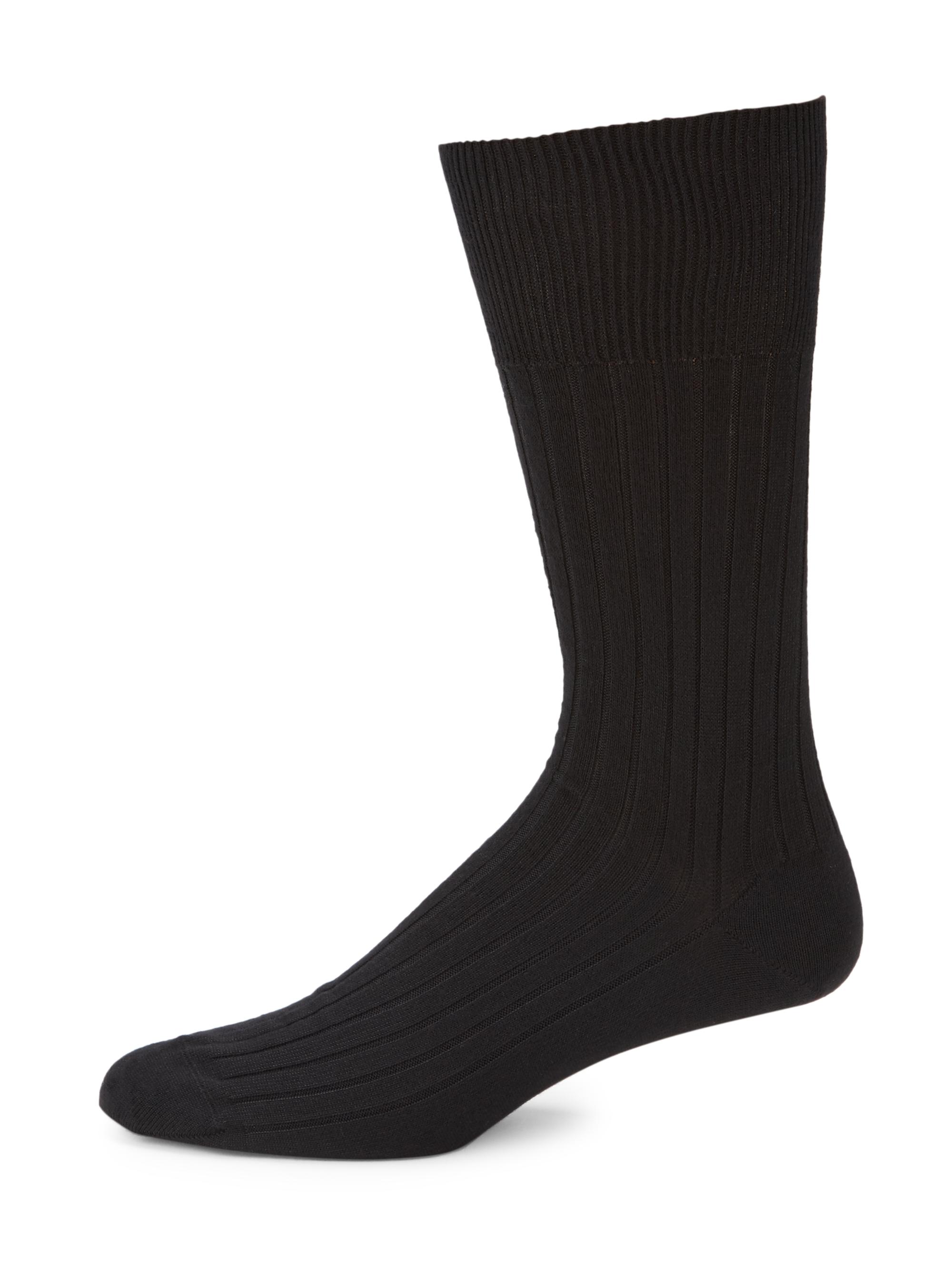 Marcoliani Men's Ribbed Modal-Blend Socks - Black