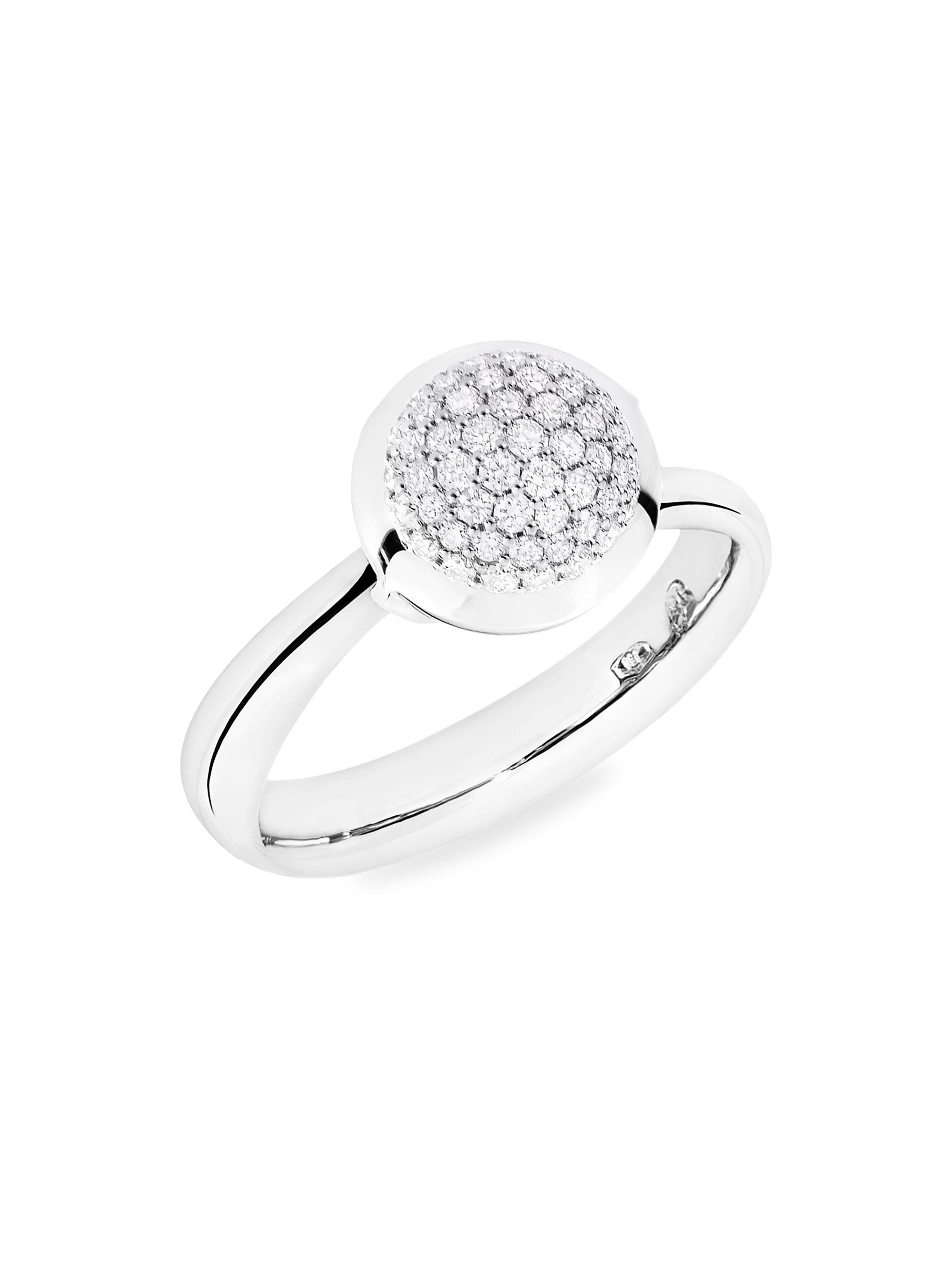 Tamara Comolli Women's Small Bouton 18K White Gold & Diamond Pavé Ring - White Gold