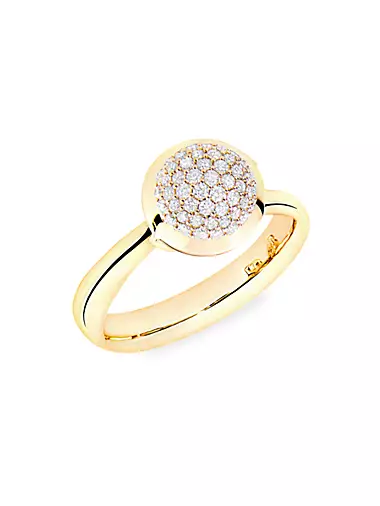 Small Bouton 18K Yellow Gold & Diamond Pavé Ring