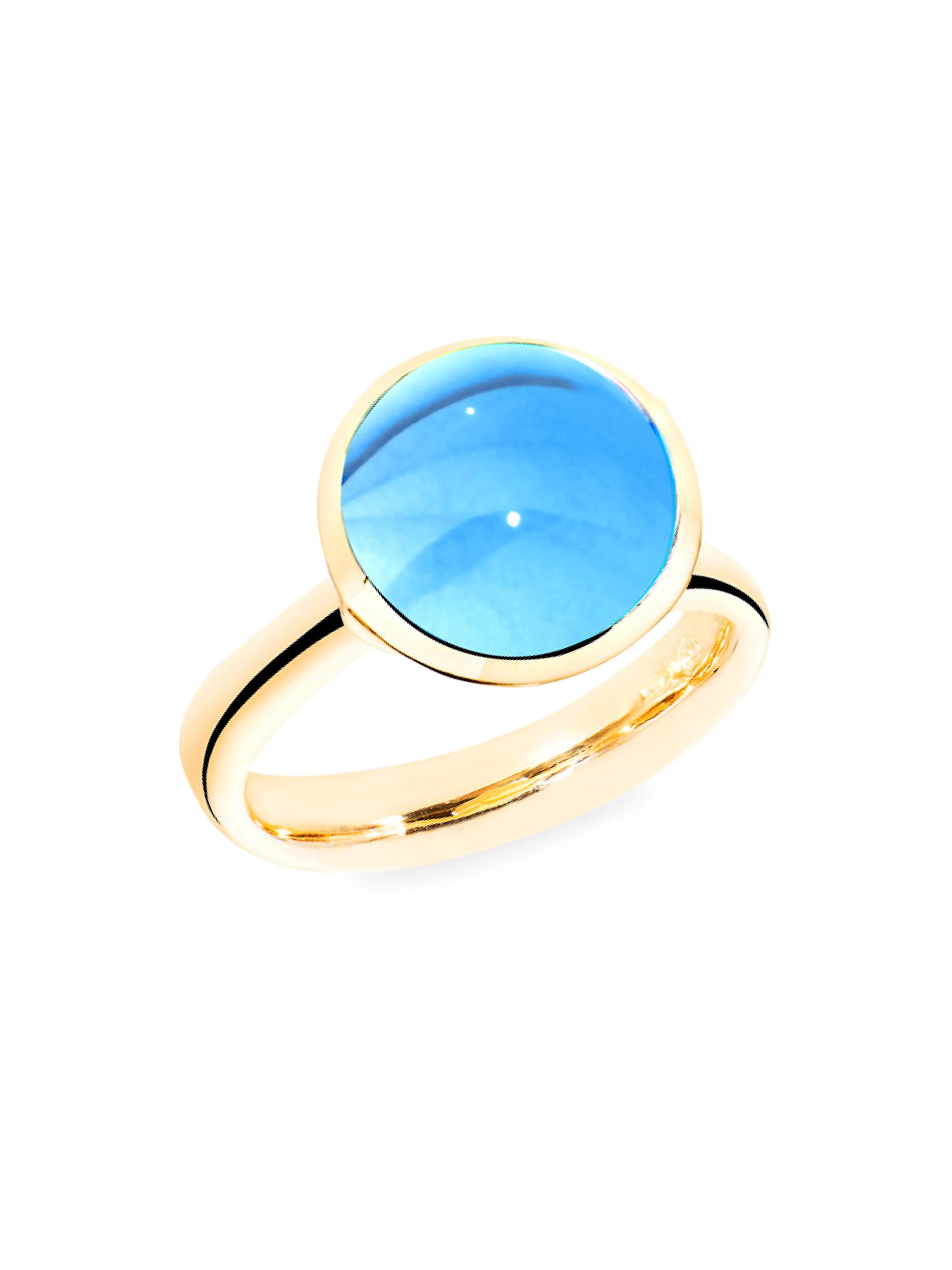 Tamara Comolli Women's Large Bouton 18K Yellow Gold & Swiss Blue Topaz Ring - Yellow Gold