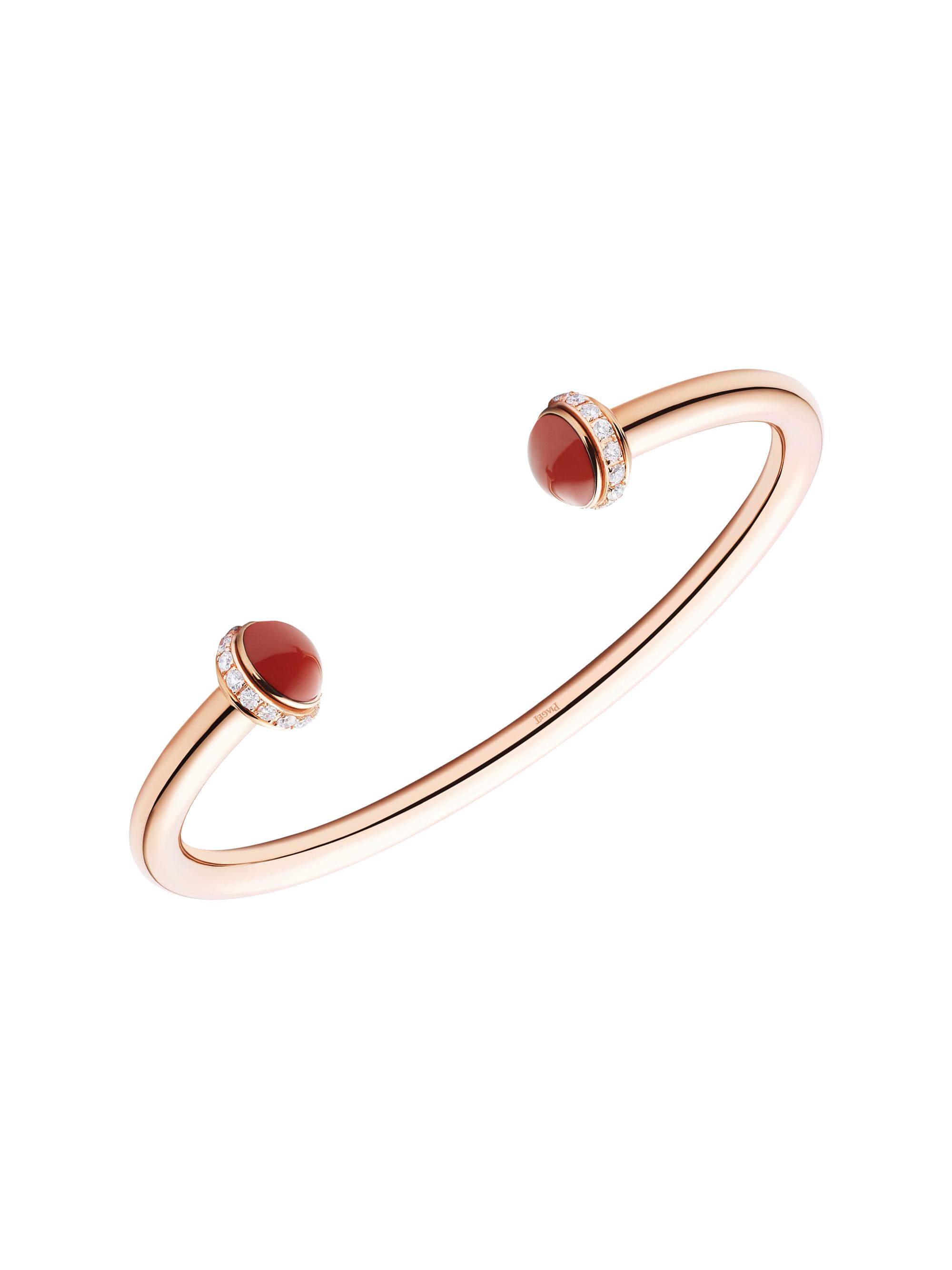 Piaget Women's Possession 18K Rose Gold, Carnelian & Diamond Open Bangle Bracelet