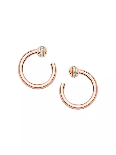 Possession 18K Rose Gold & Diamonds Open Hoop Earrings