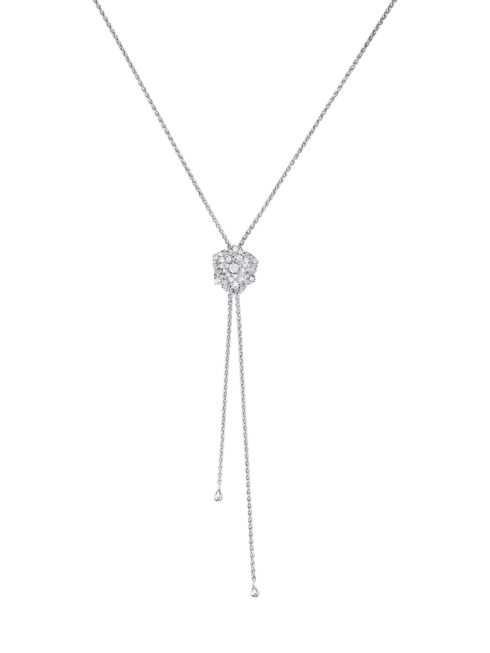 Piaget Women's Rose 18K White Gold & Diamond Pendant Lariat Necklace - White Gold