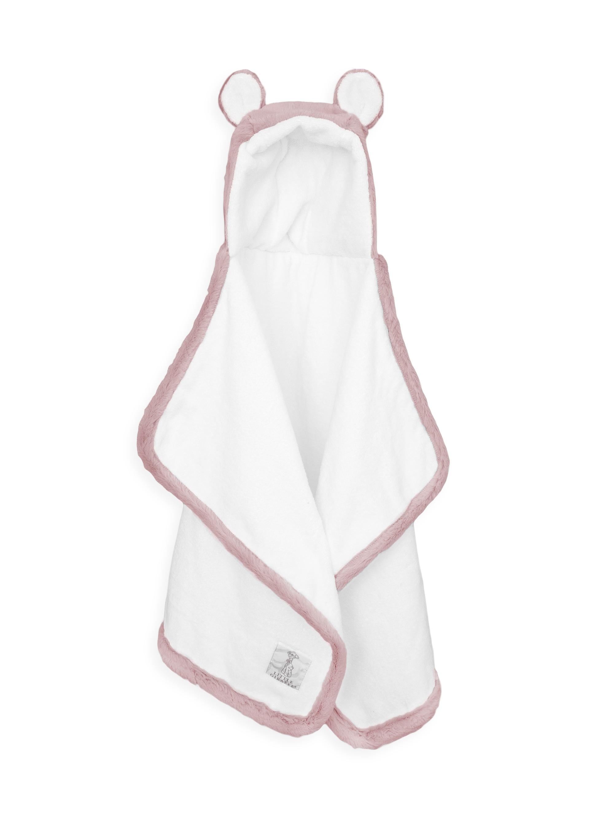 Little Giraffe Luxe Faux Fur Animal Hood Towel - Dusty Pink