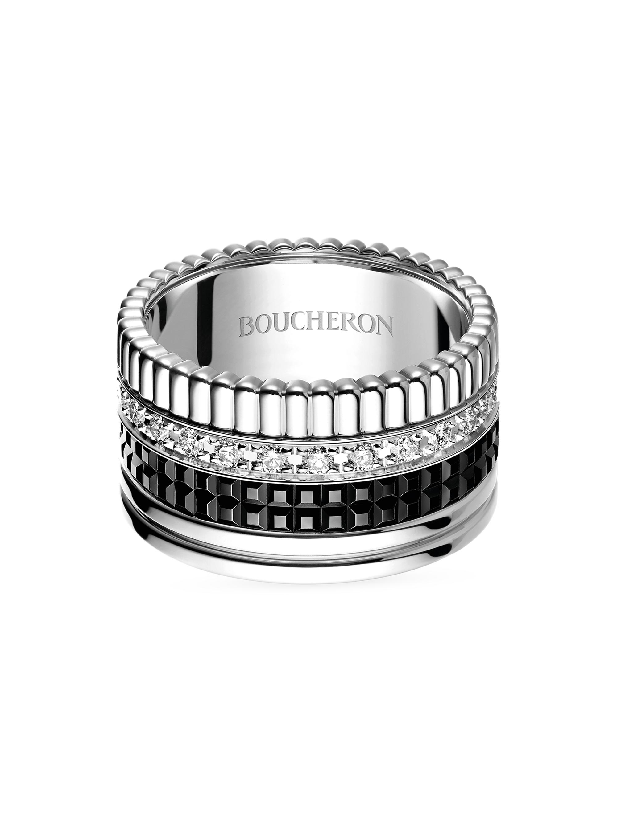 Boucheron Women's Quatre 18K White Gold, Black PVD & 0.51 TCW Diamonds Ring - White Gold