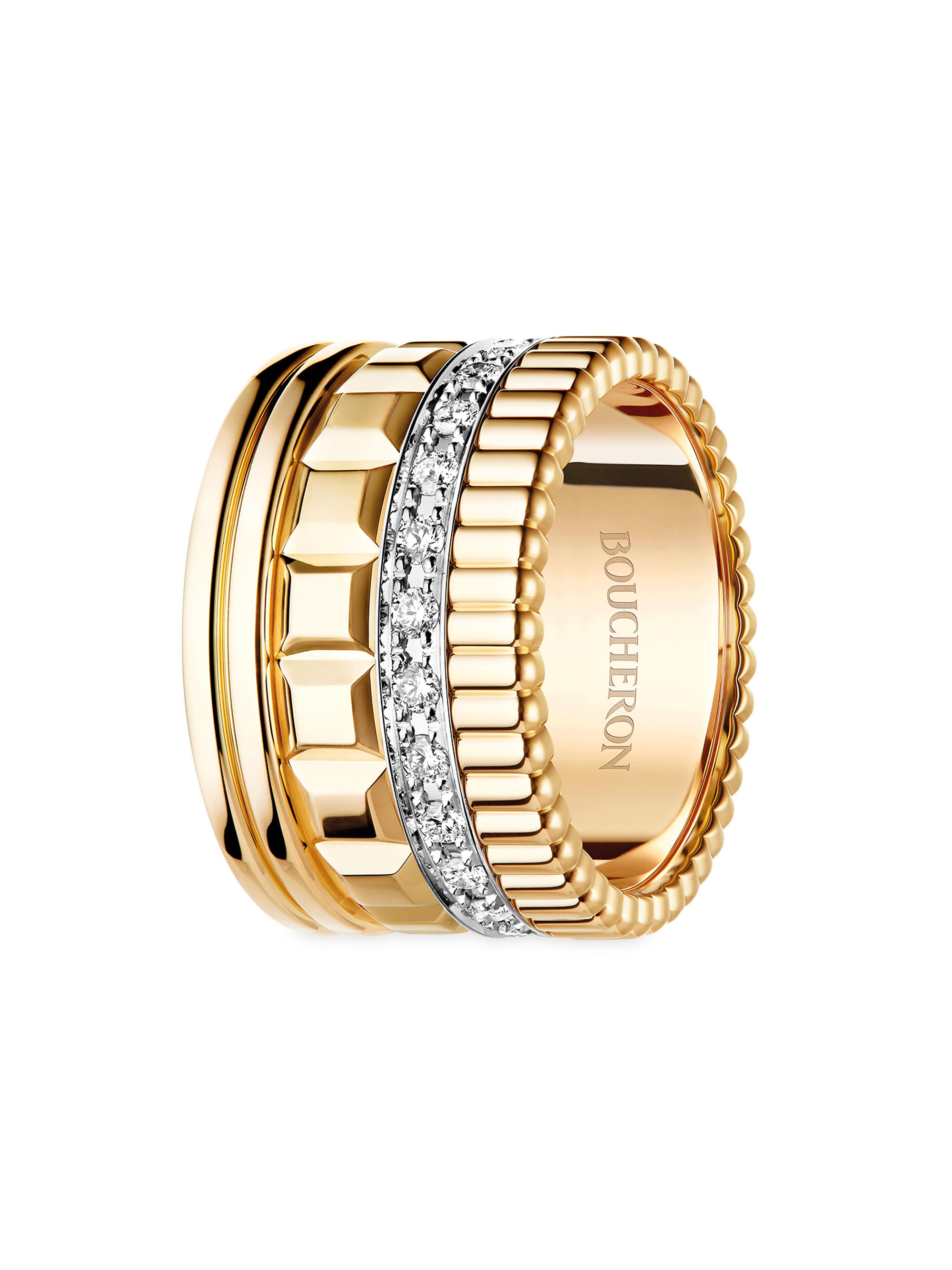 Boucheron Women's Unisex Quatre Radiant Edition Two-Tone 18K Gold & 0.51 TCW Diamond Ring - Yellow Gold