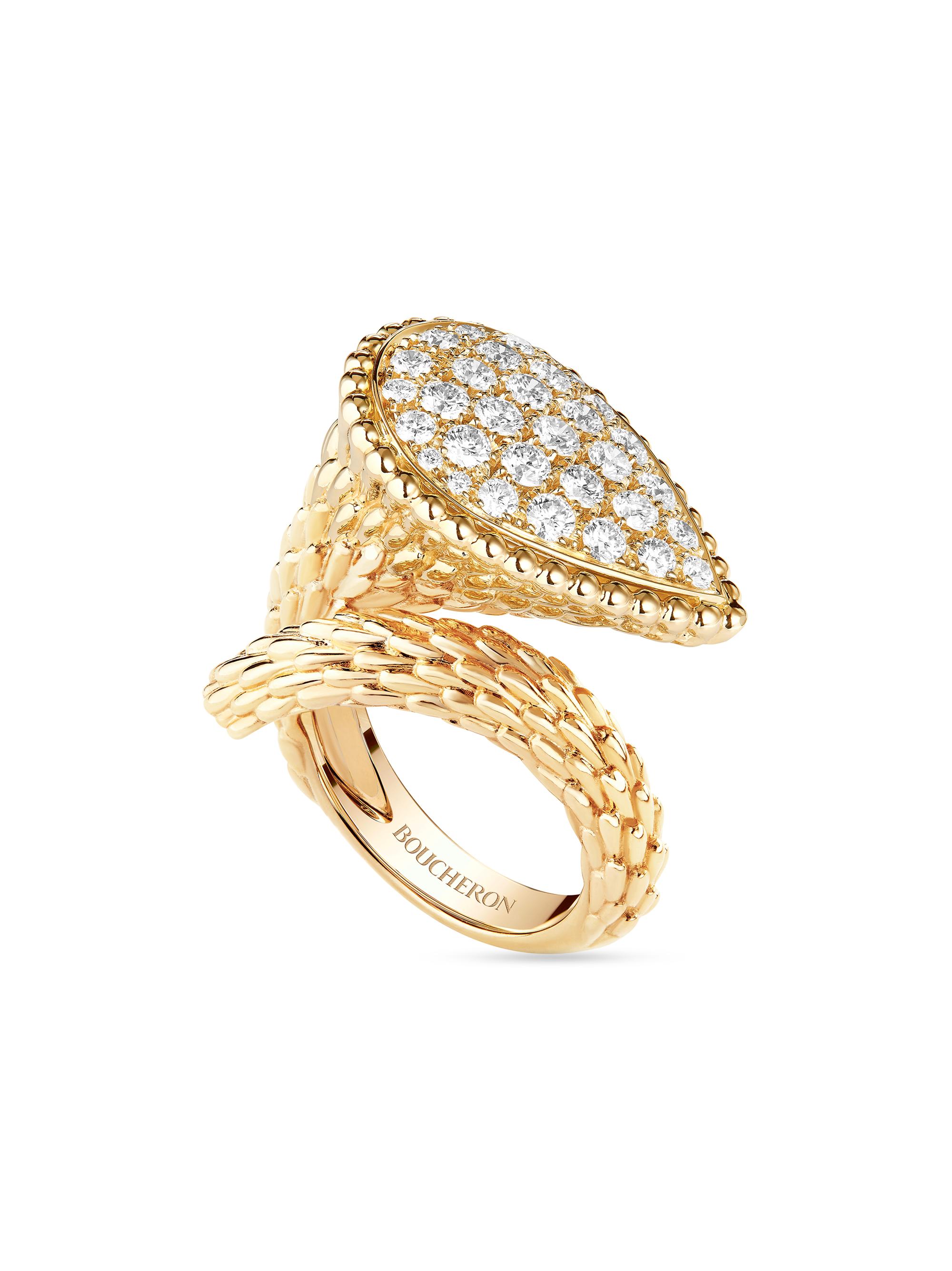 Boucheron Women's Serpent Bohème 18K Yellow Gold & 1.3 TCW Diamond L Ring