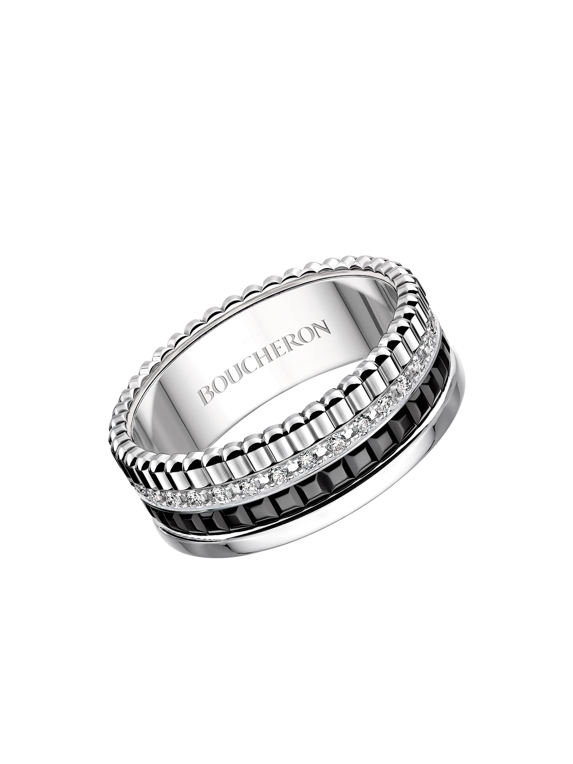 Boucheron Women's Quatre Black Edition 18K White Gold, 0.25 TCW Diamond & PVD Ring - White Gold Black