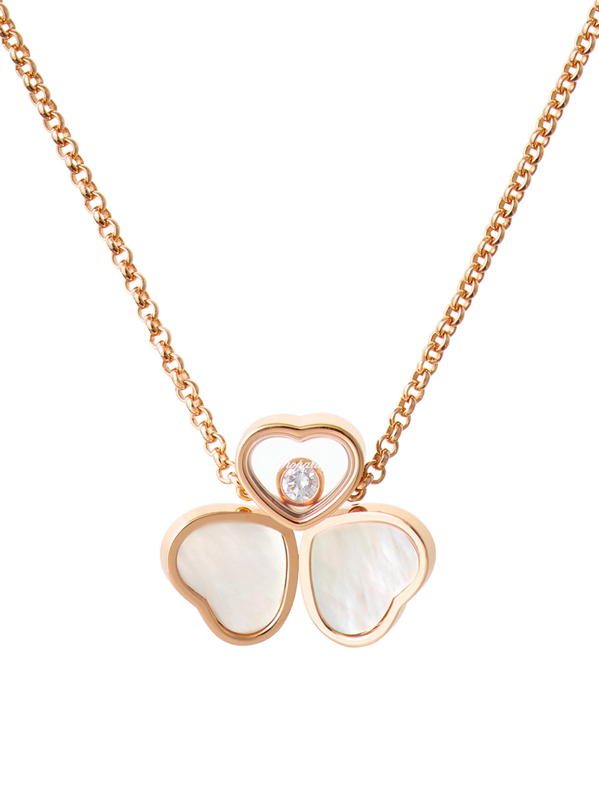 Chopard Women's Happy Hearts 18K Rose Gold, Diamond & Mother-Of-Pearl 3-Heart Pendant Necklace