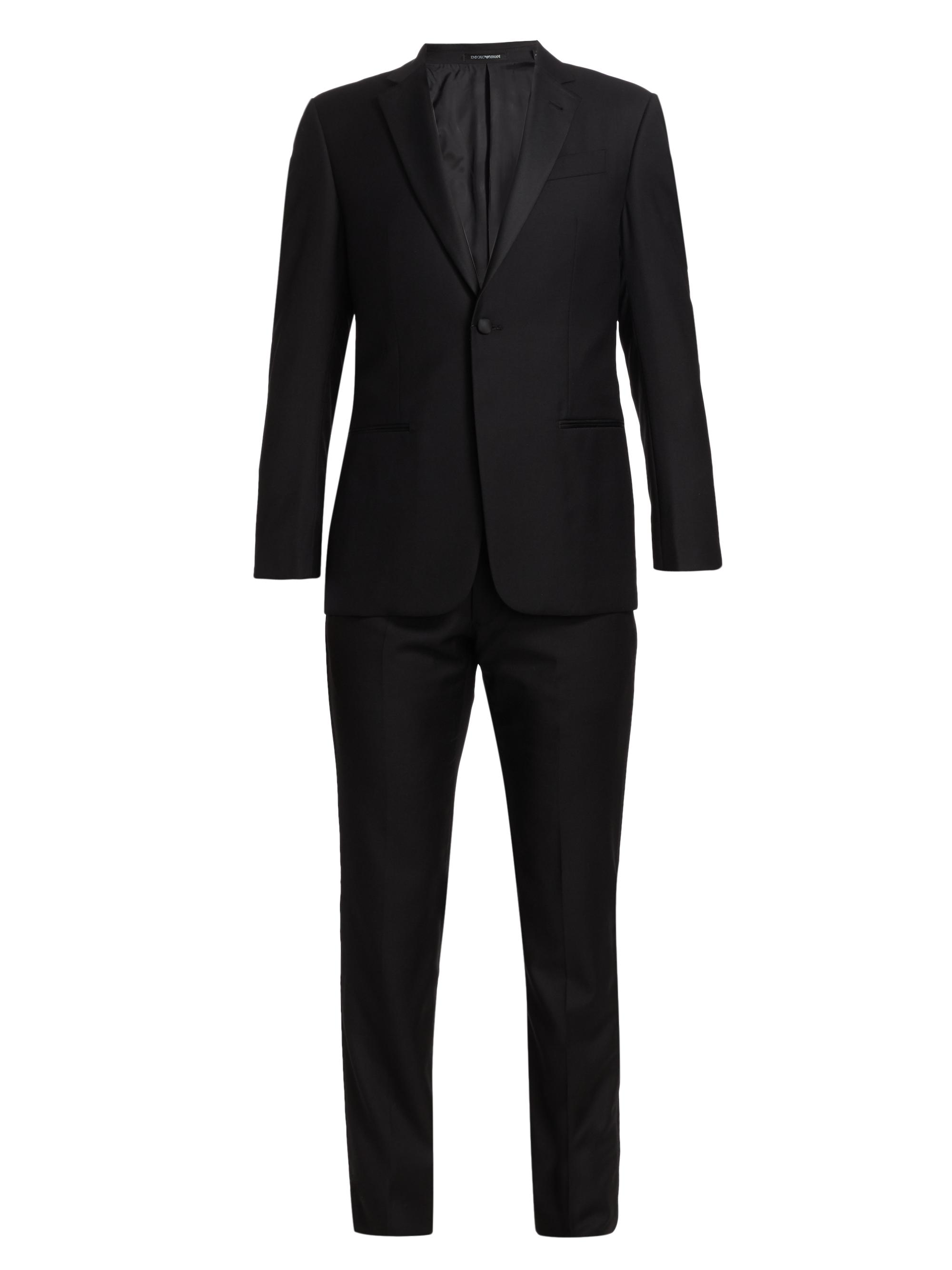 Emporio Armani Men's One-Button Regular-Fit Wool Tuxedo - Black