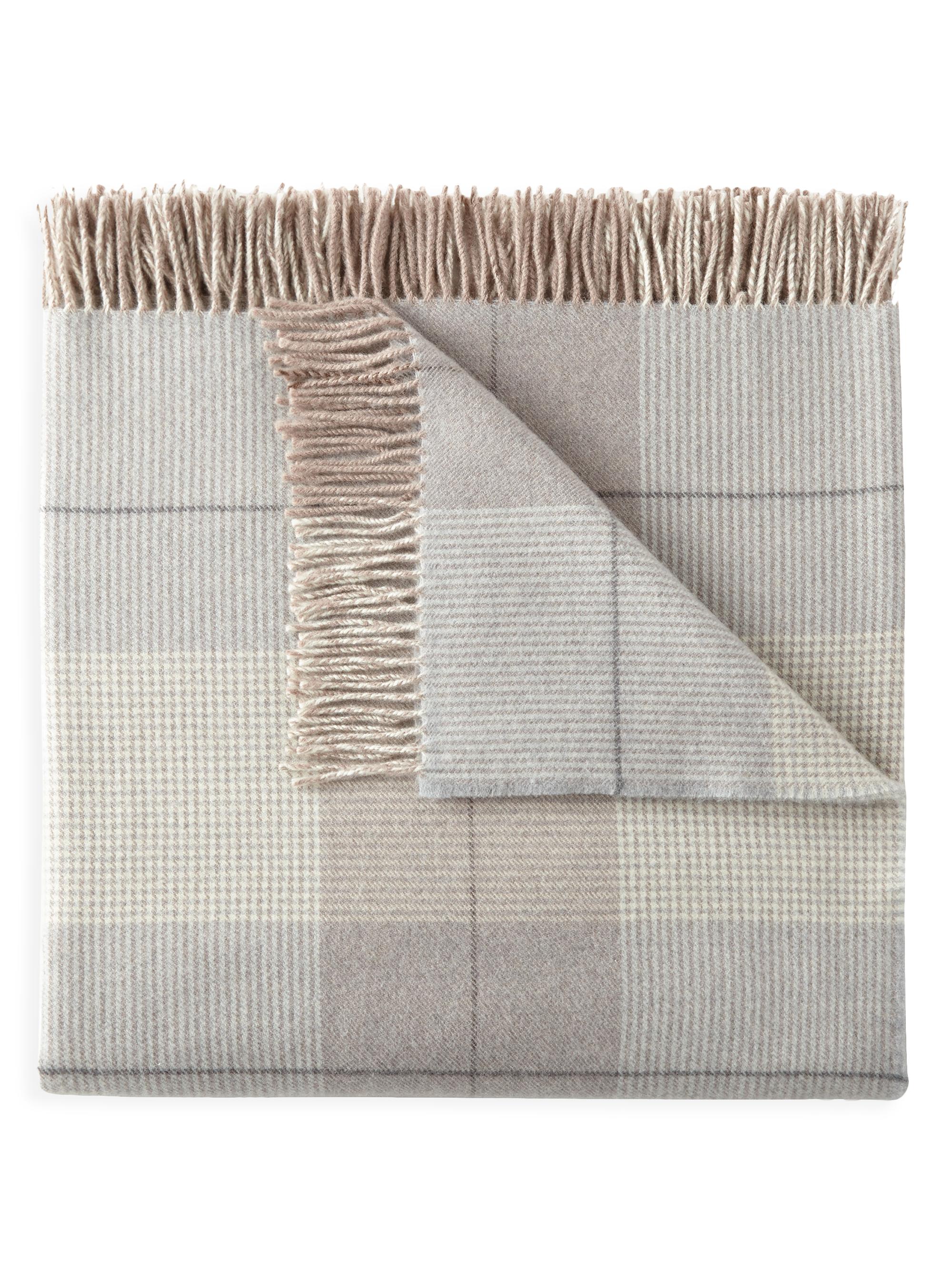 Peacock Alley York Merino Wool Throw Blanket - Pewter