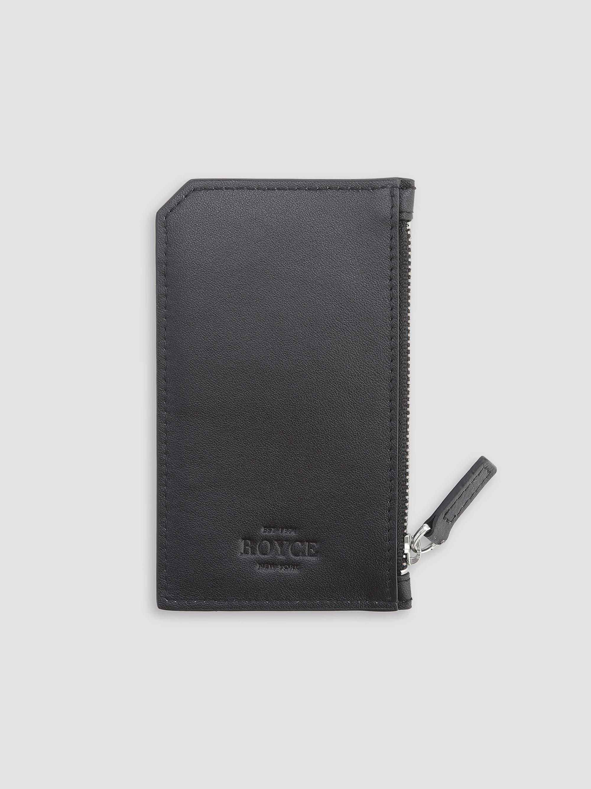 Royce New York Women's Zip Leather Card Wallet - Black | Thumbnail 3