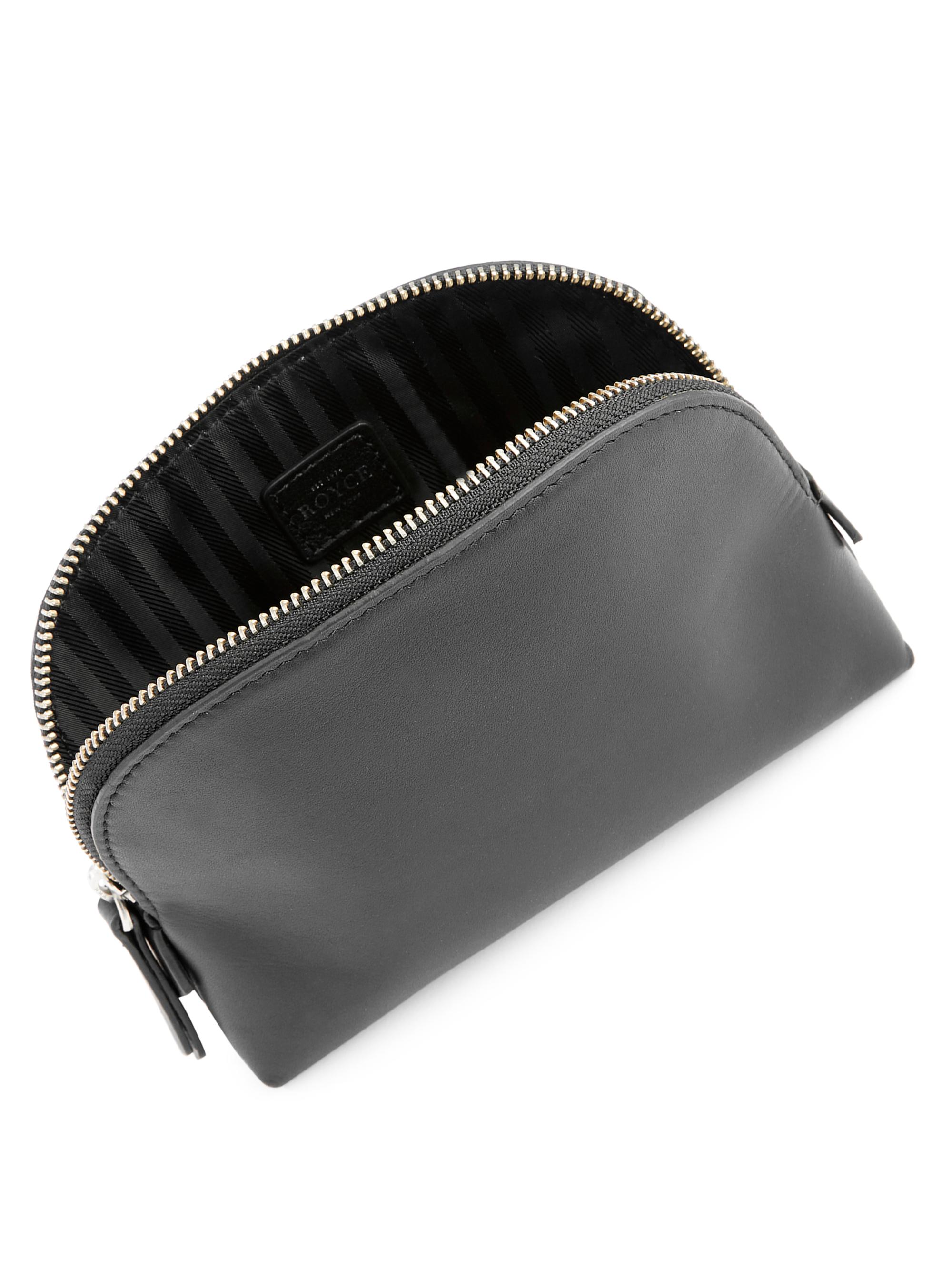Royce New York Women's Compact Leather Cosmetic Bag - Blush Pink | Thumbnail 2
